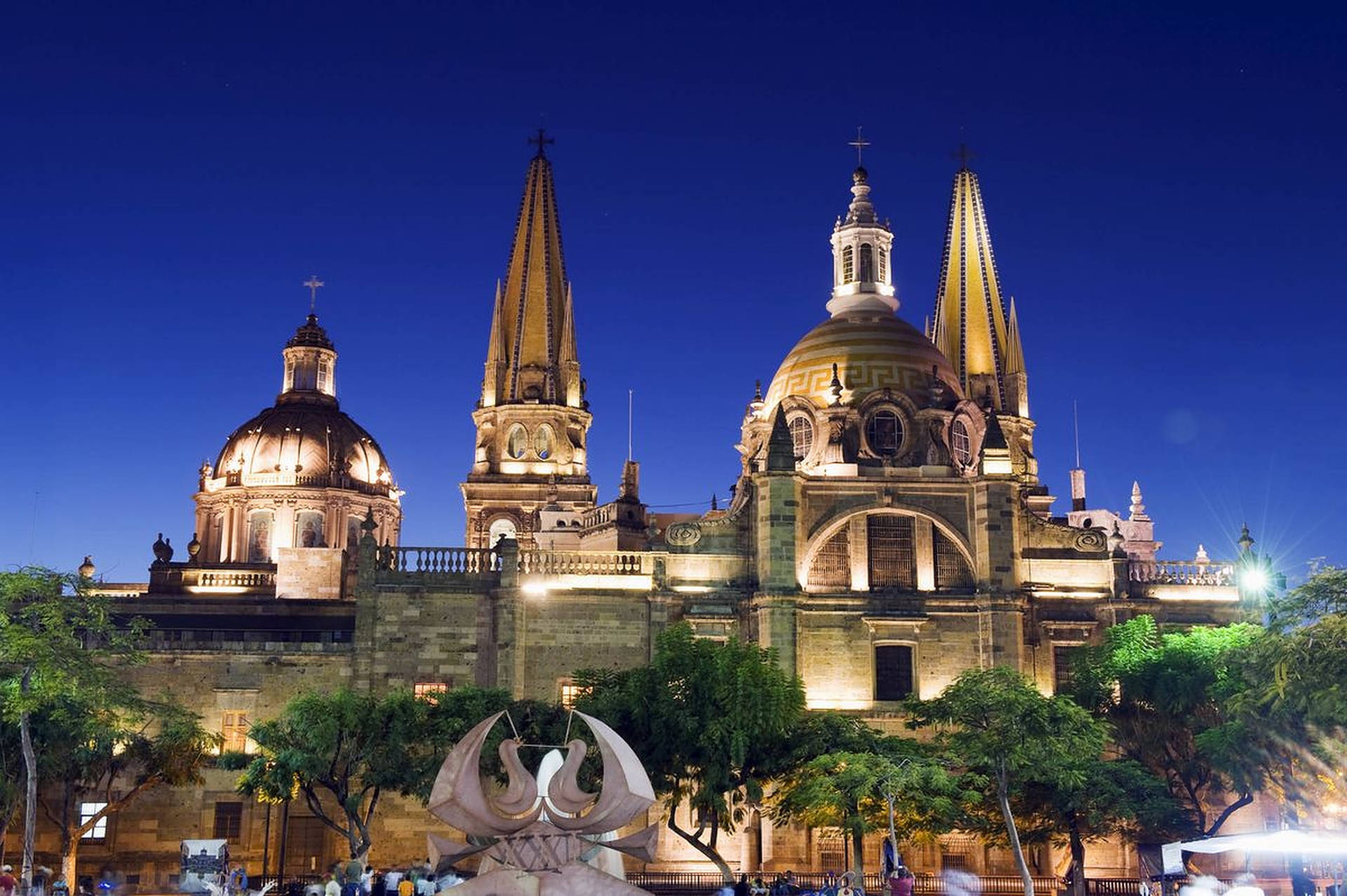 Guadalajara Cathedral At Night Background