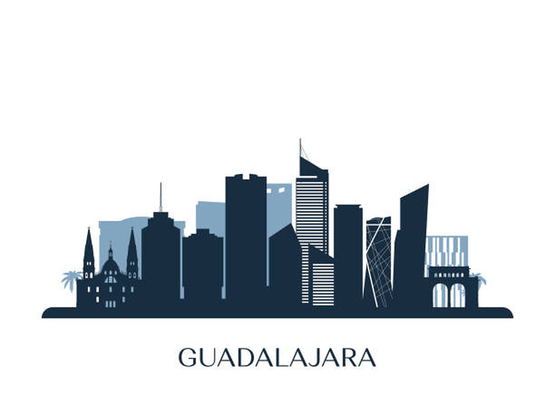 Guadalajara Monochromatic Silhouette Background