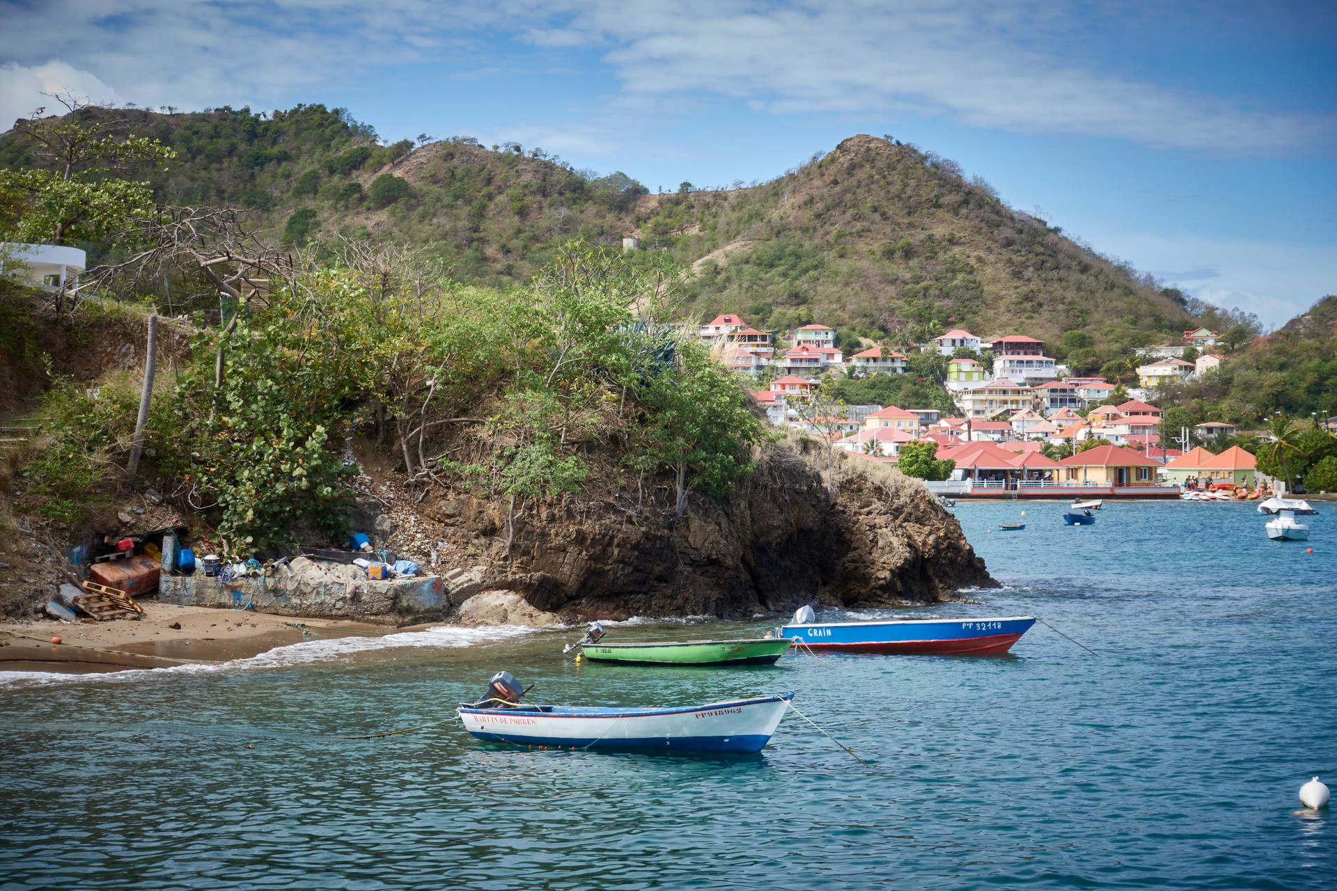 Guadeloupe Fishing Boats Background