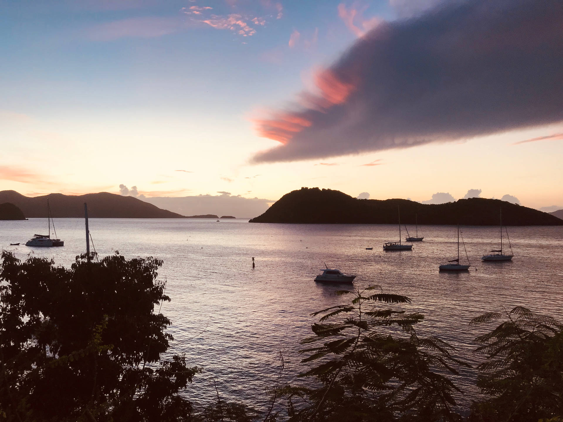 Guadeloupe Sunset On Harbor Background