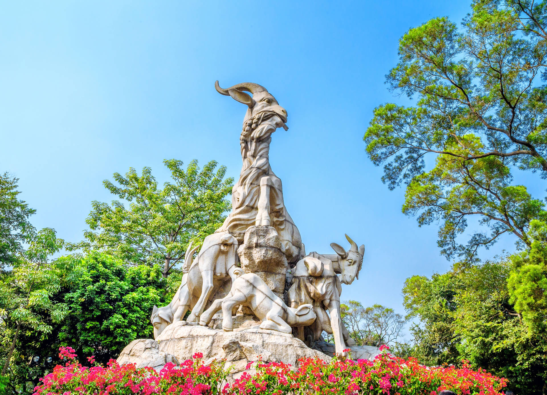 Guangzhou Five Ram Statue Background