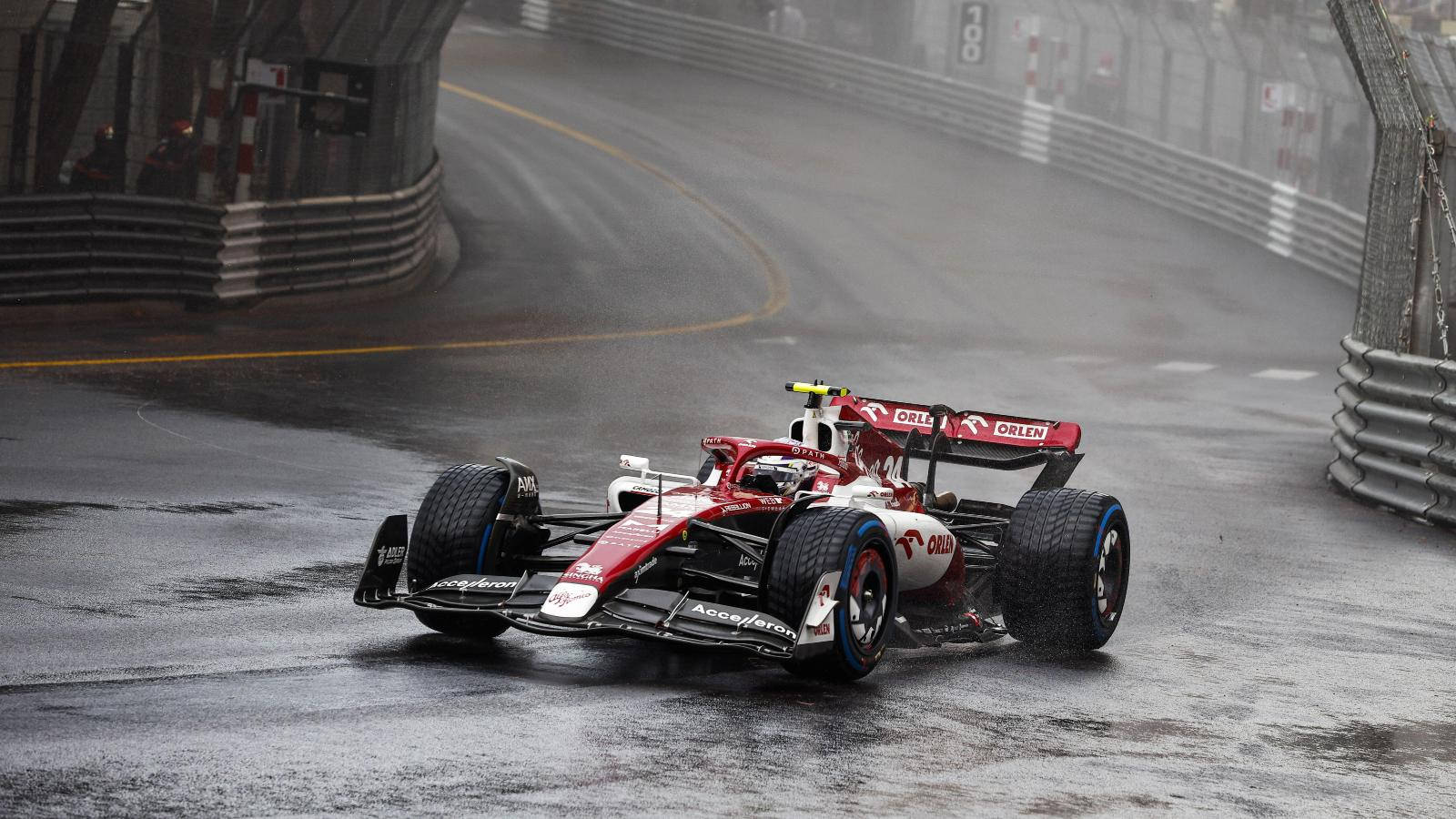 Guanyu Zhou Wet Monaco Grand Prix.
