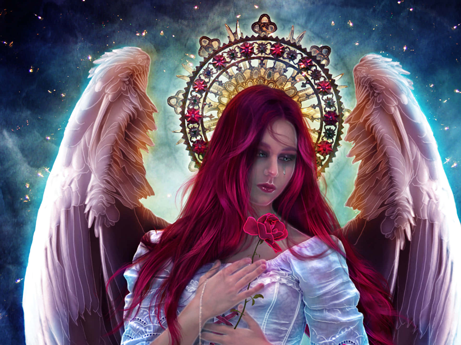 Guardian Angels Red Hair Background