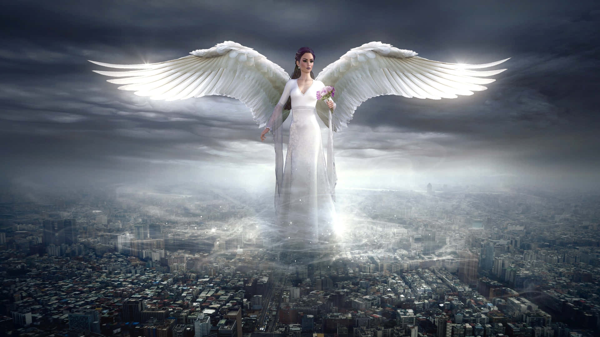 Guardian Angels White Aura Background