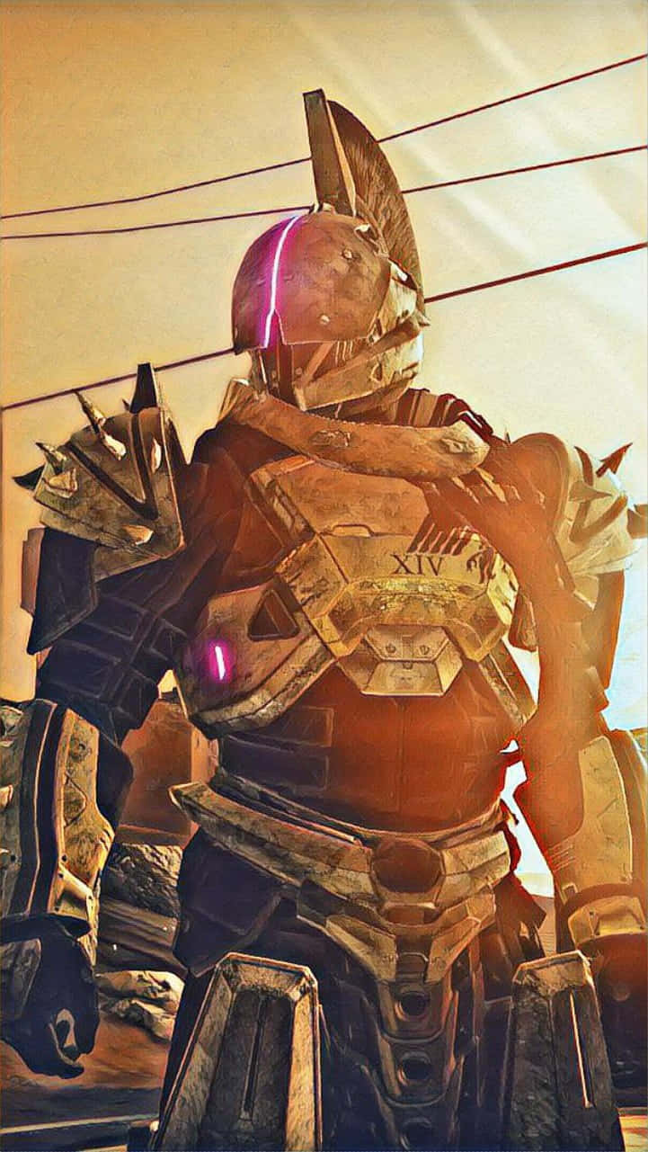 Guardian Awoken With A Phone In Hand Ready To Confront The Darkness Background