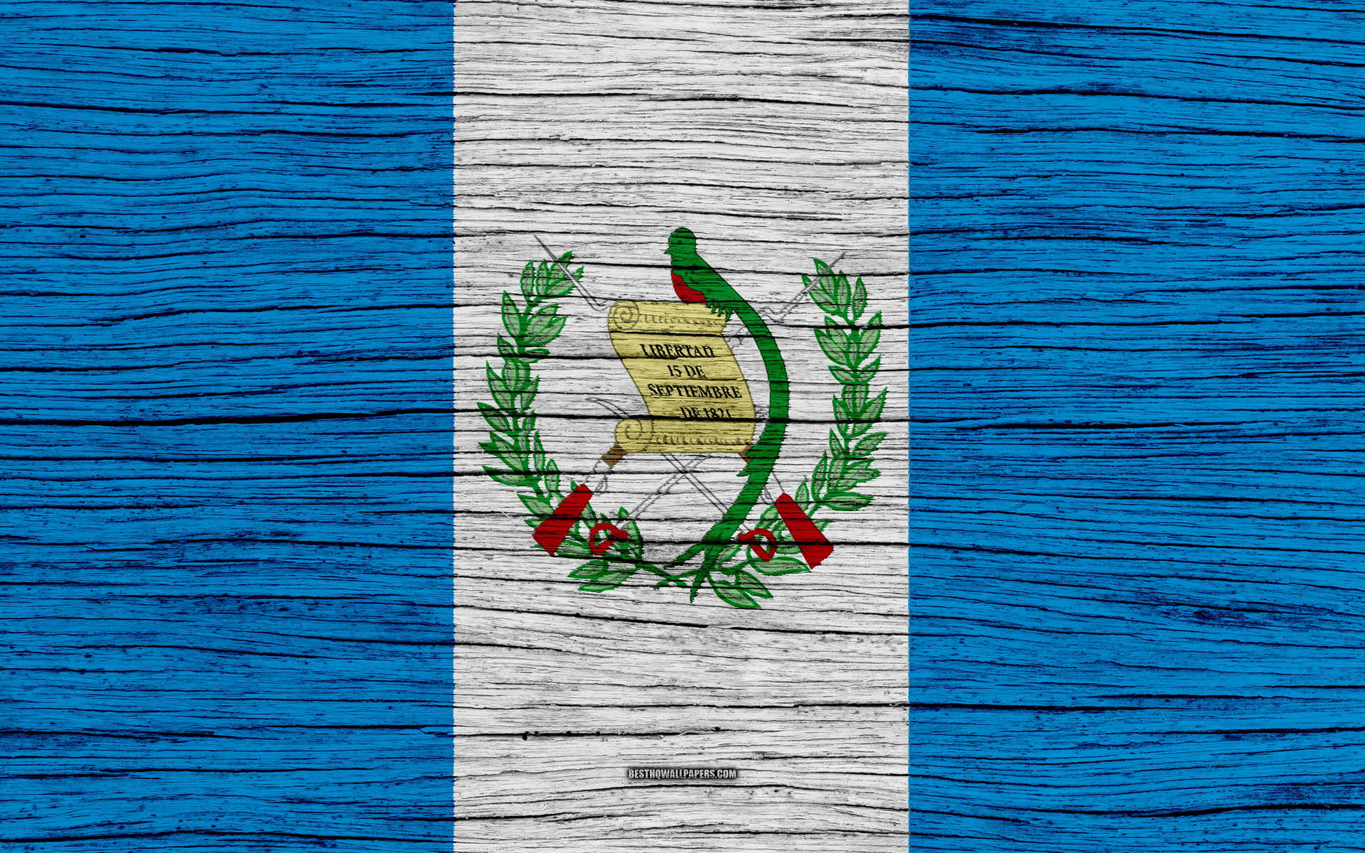 Guatemala Flag On Wood Background
