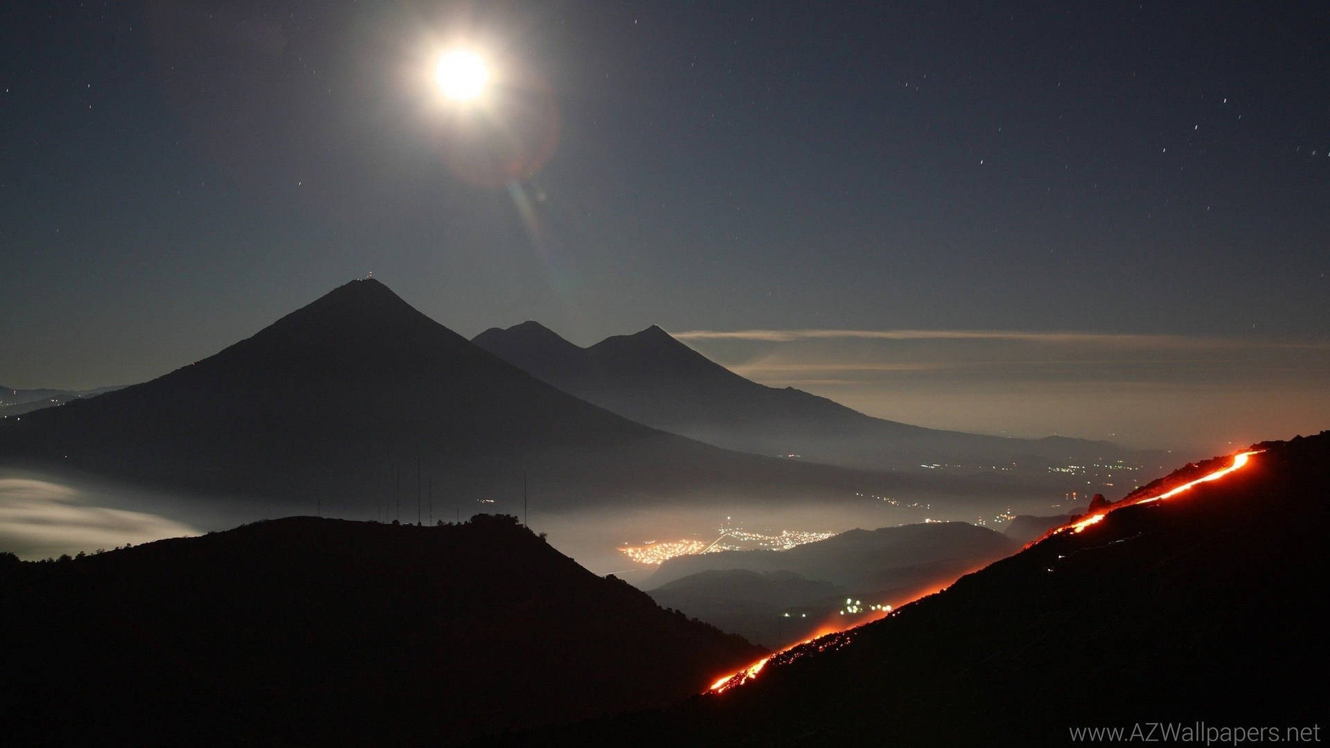 Guatemala Volcan De Fuego At Day Background