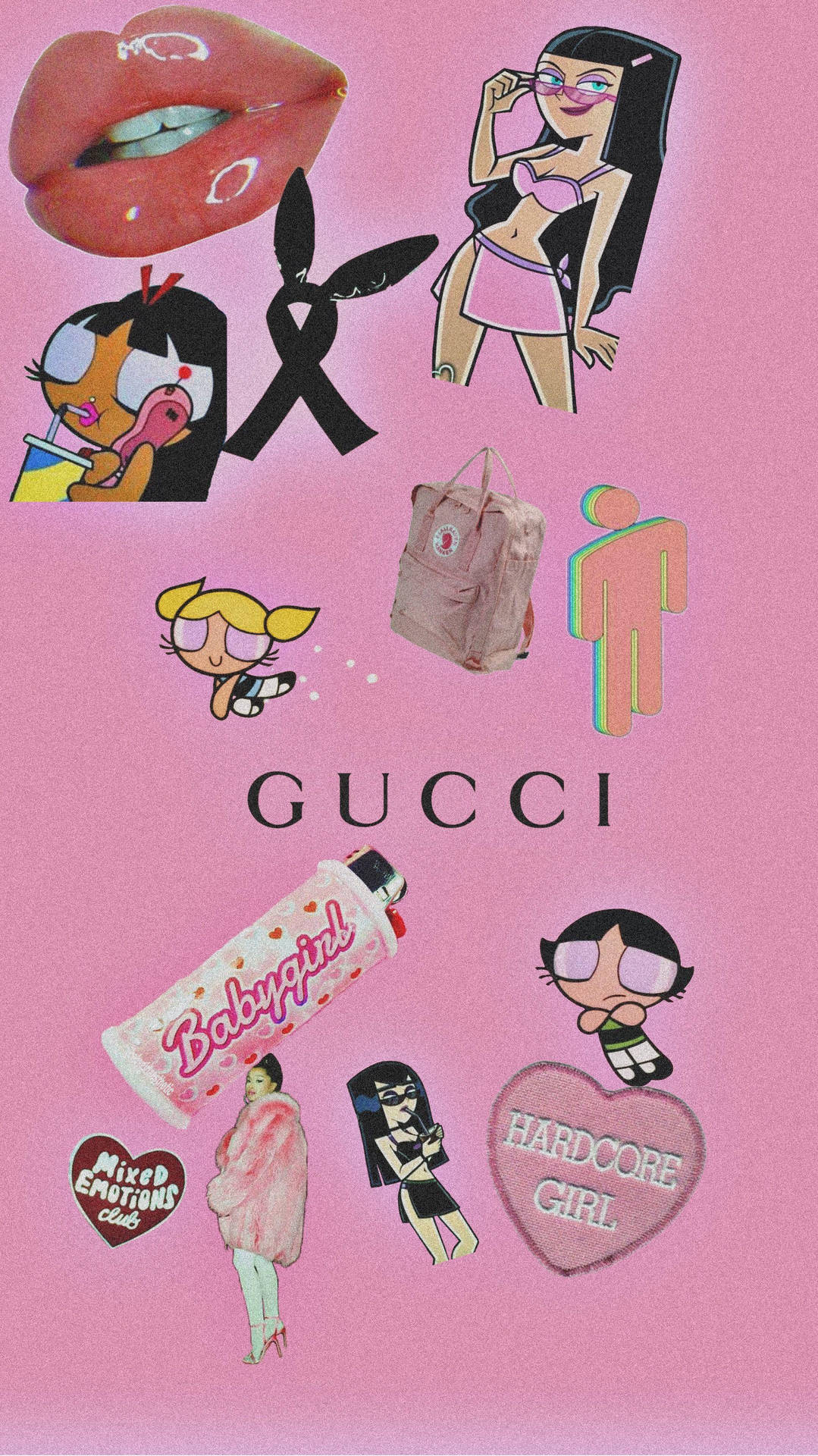 Gucci Collage Pink Baddie Background Background