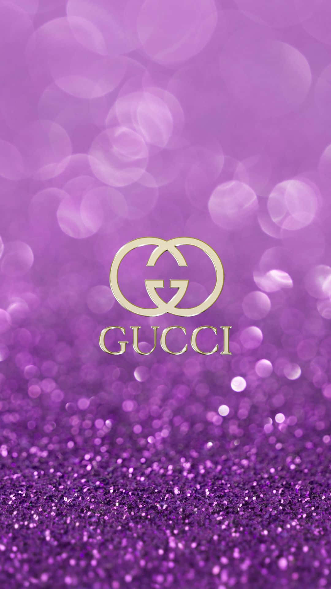 Gucci Logo On Purple Glitter Background Background