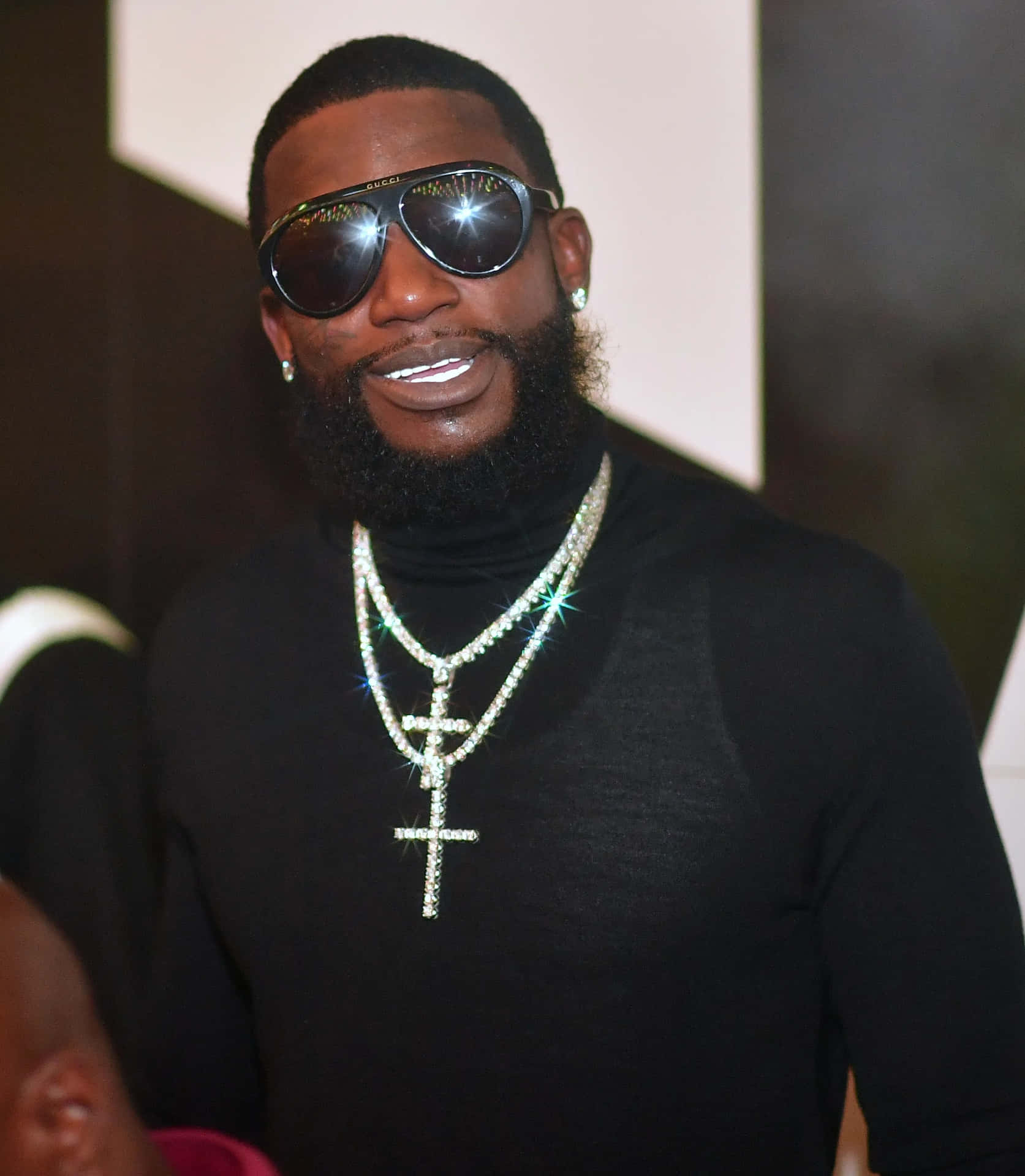 Gucci Mane Black Outfit Diamond Necklace Background