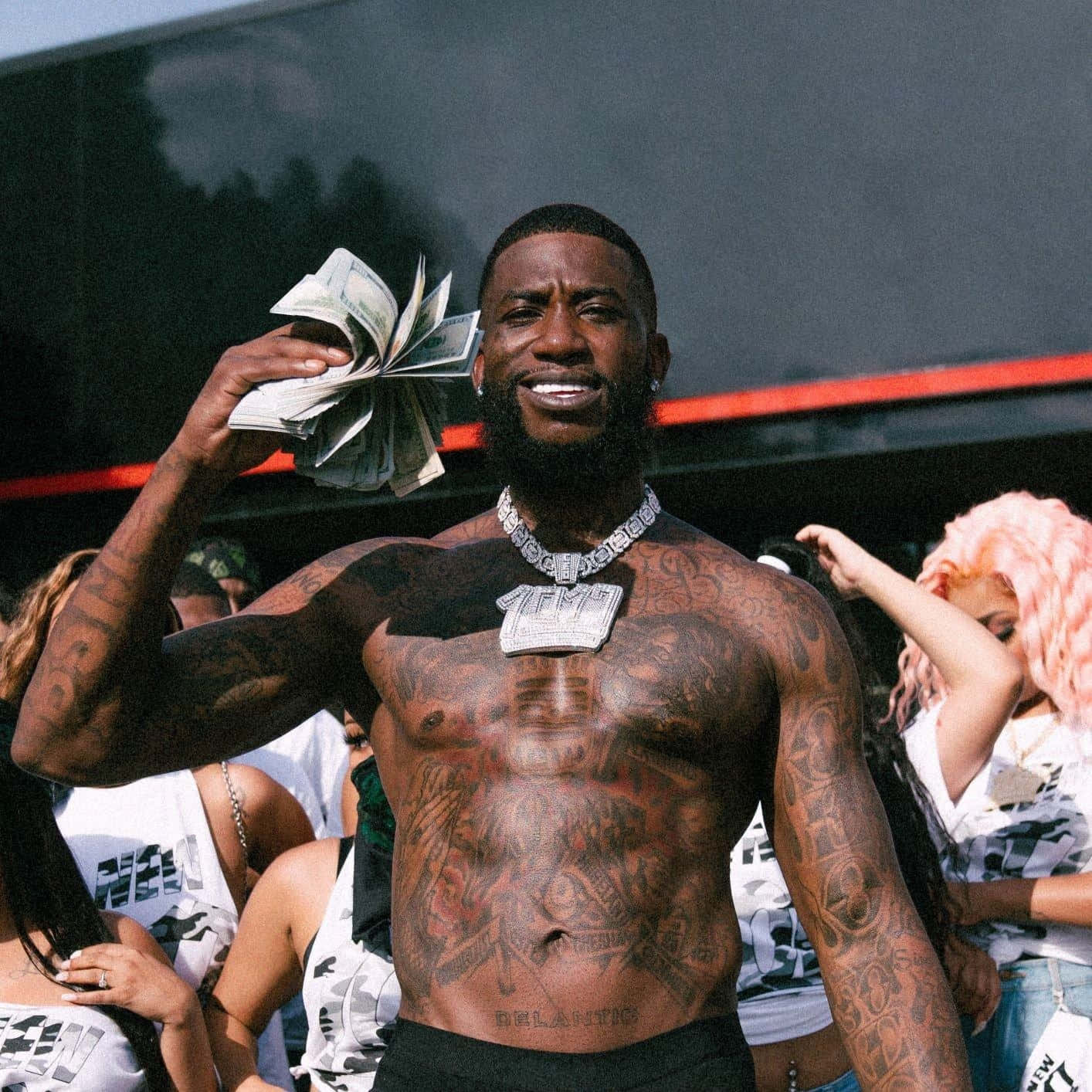 Gucci Mane Money Fan Shirtless Background