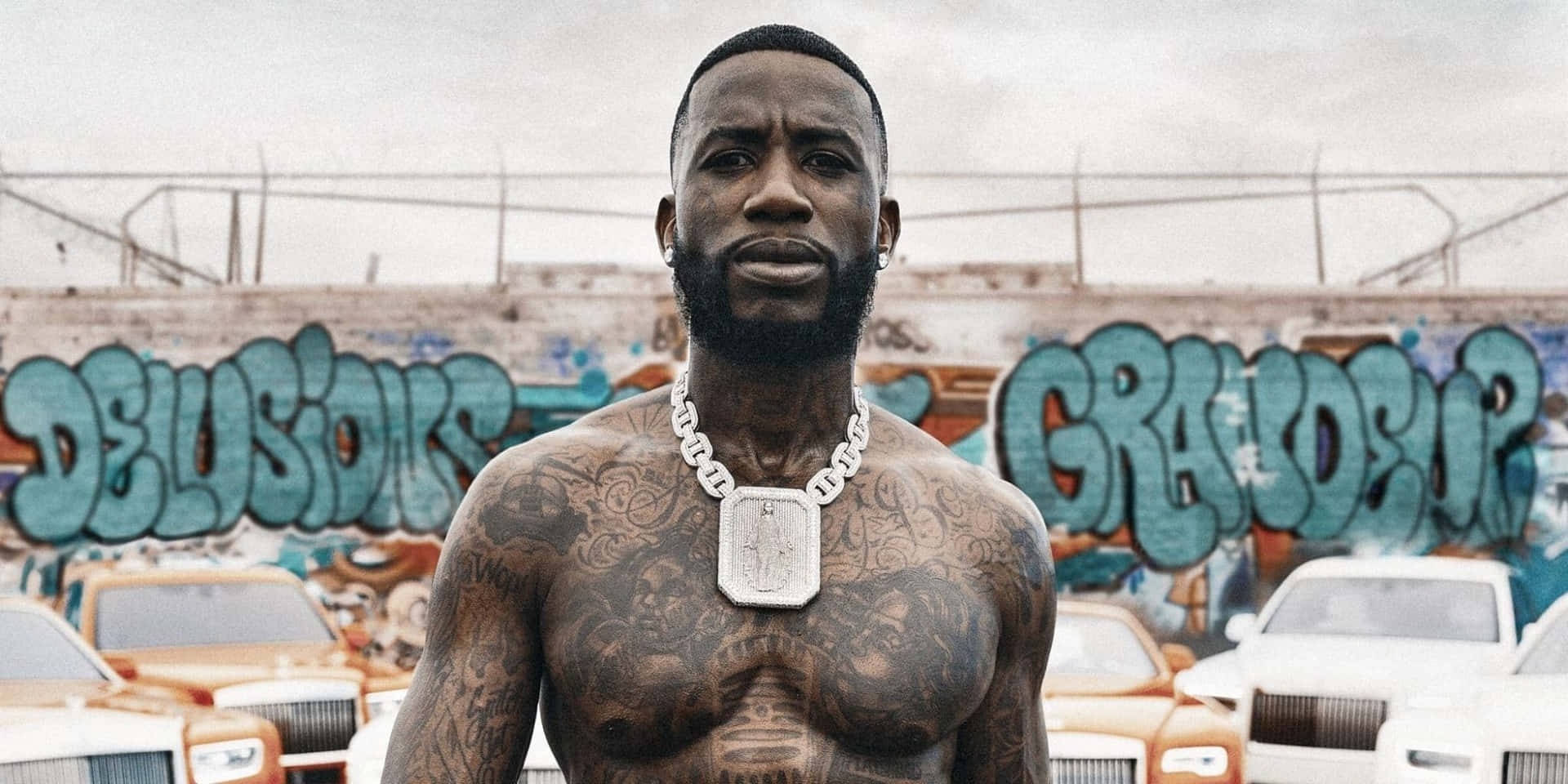 Gucci Mane Tattoosand Luxury Cars Background