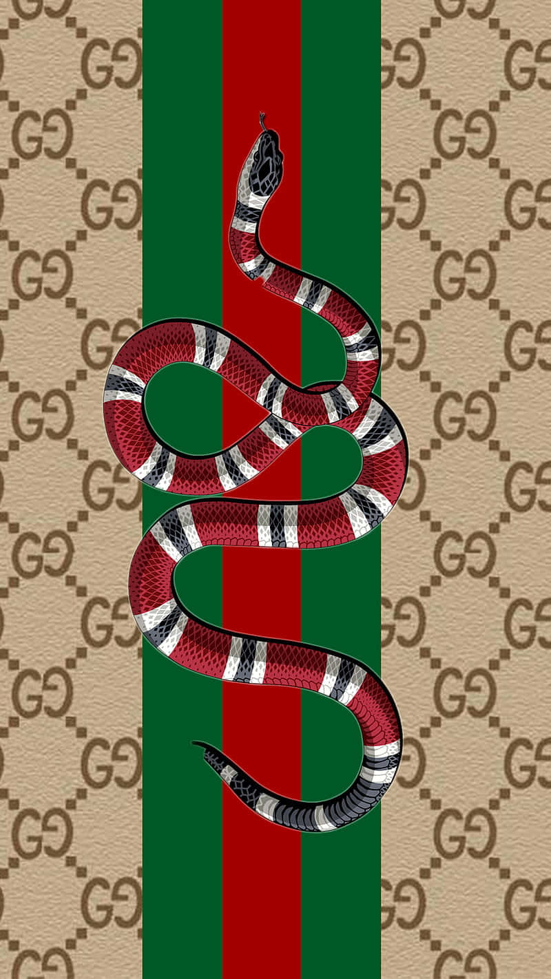 Gucci Snake On A Green And Red Background Background