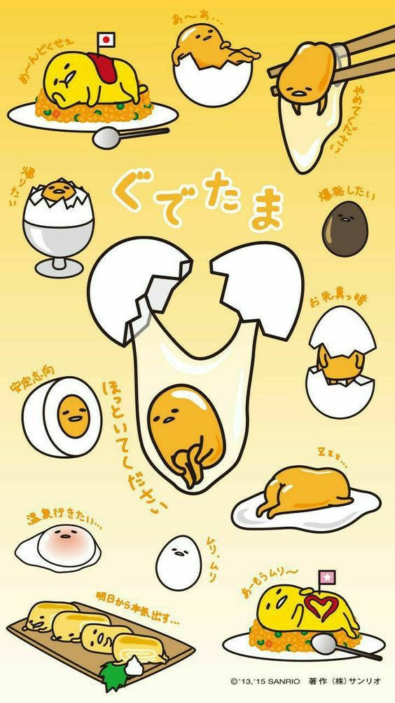 Gudetama Aesthetic Image In Different Forms Background