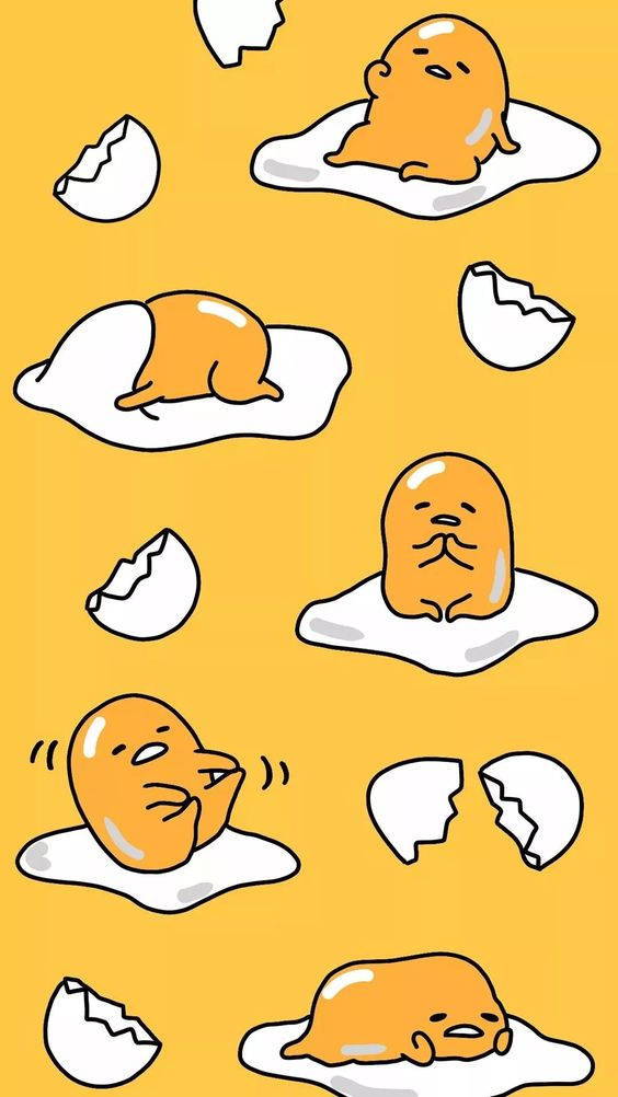 Gudetama Aesthetic Image In Different Lazy Positions Background