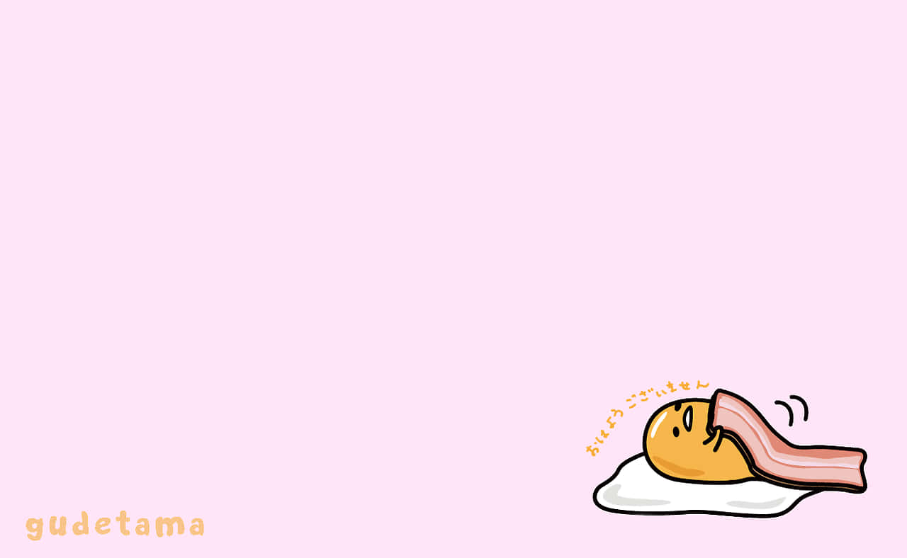 Gudetama Goofing Around On A Laptop Background