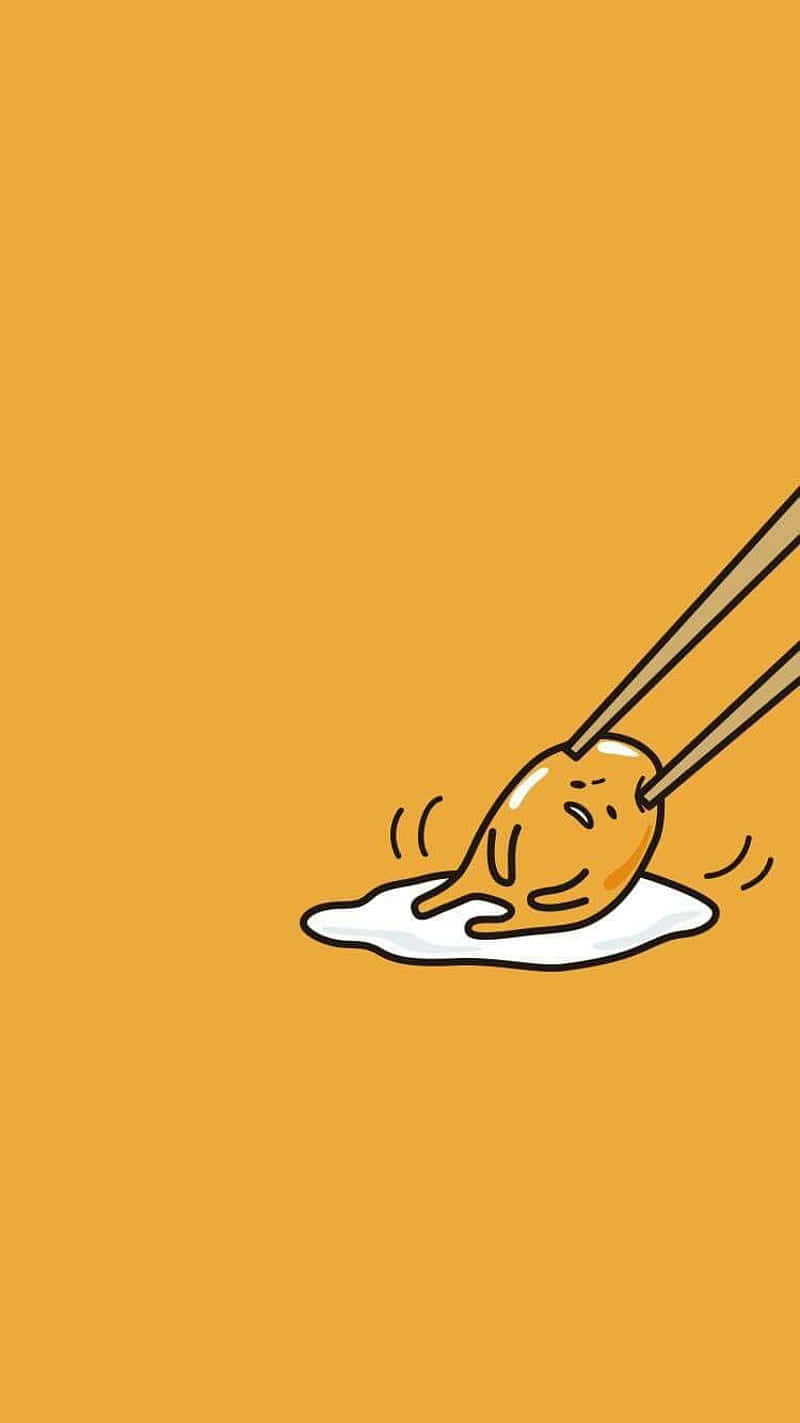 Gudetama Phone Dragged By Chopsticks Background