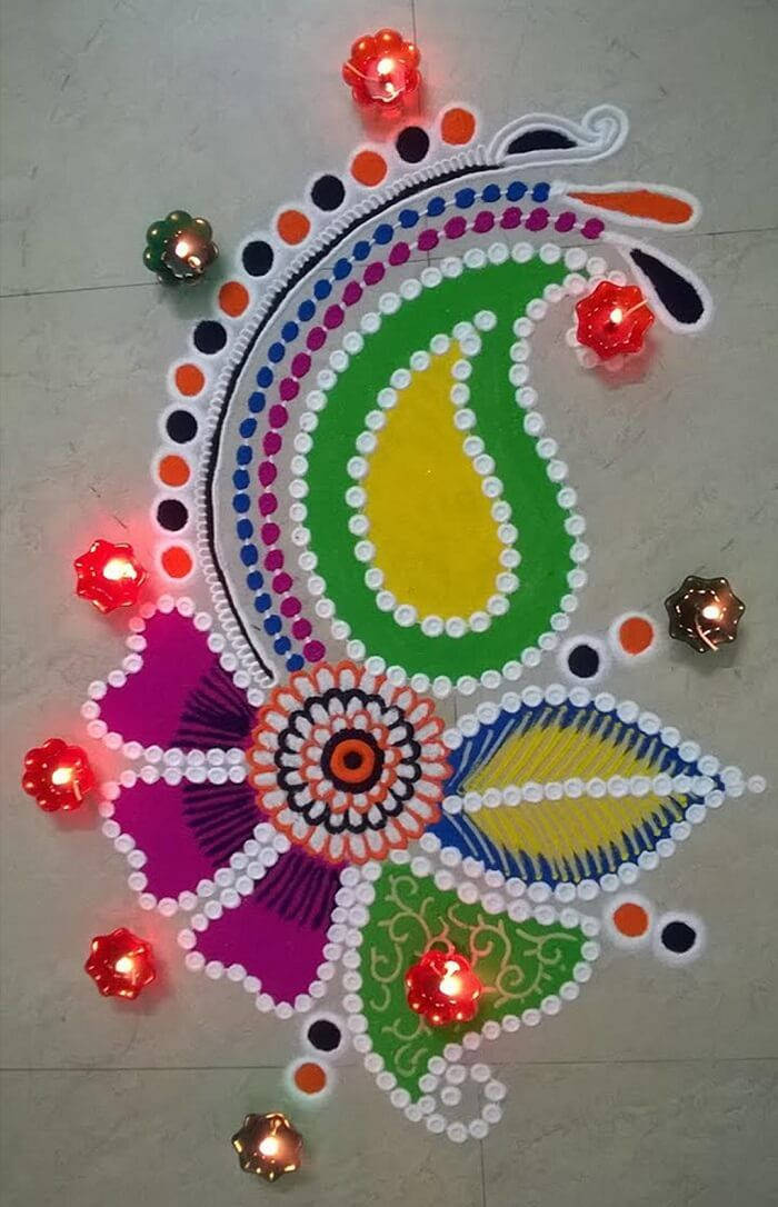 Gudi Padwa Colorful Rangoli Design Background