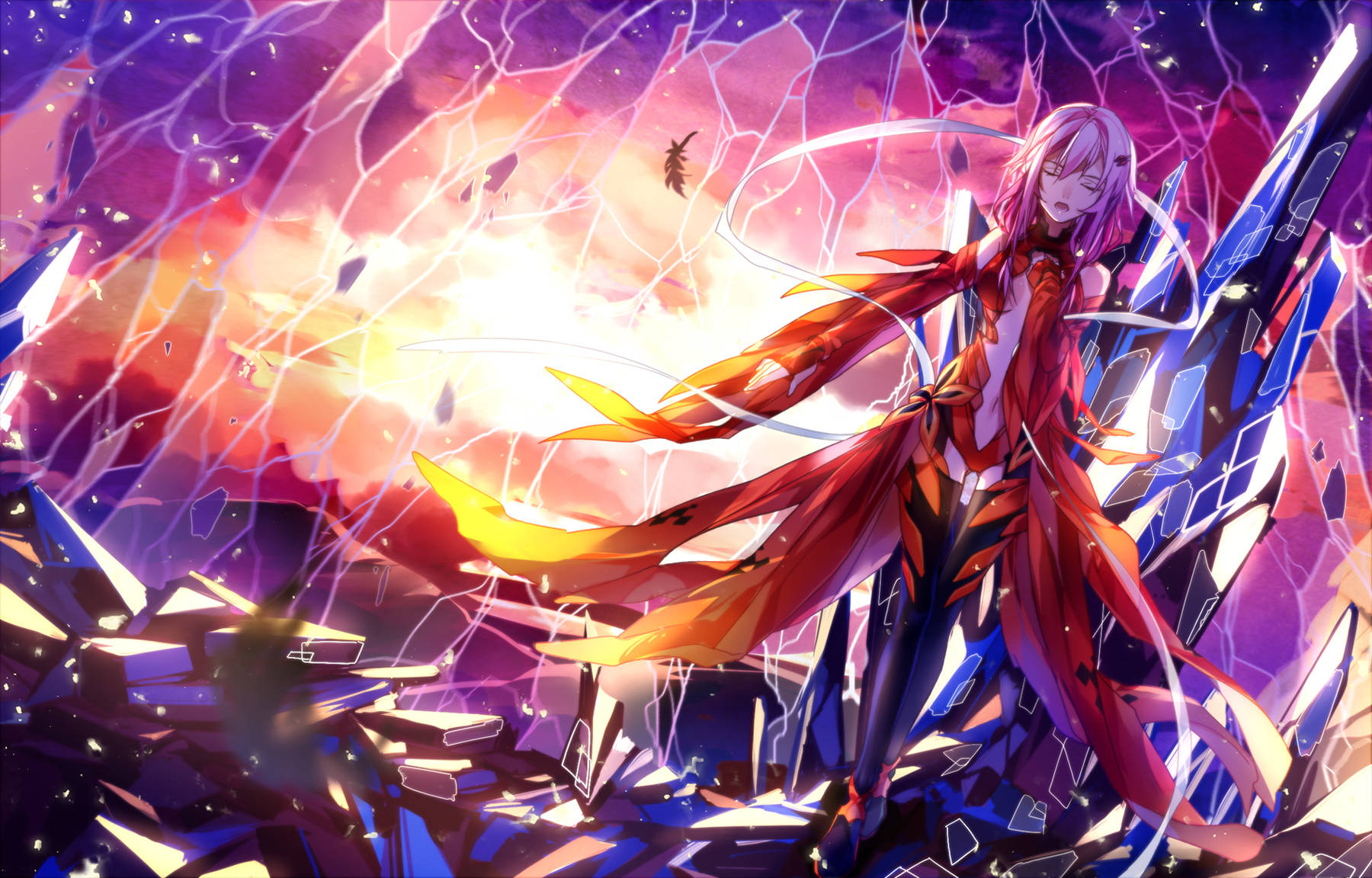 Guilty Crown Inori With Shattered Glass Background
