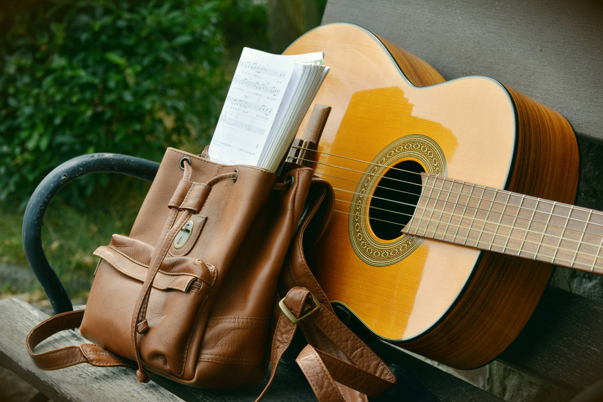 Guitar And Sheet Music 4k Background