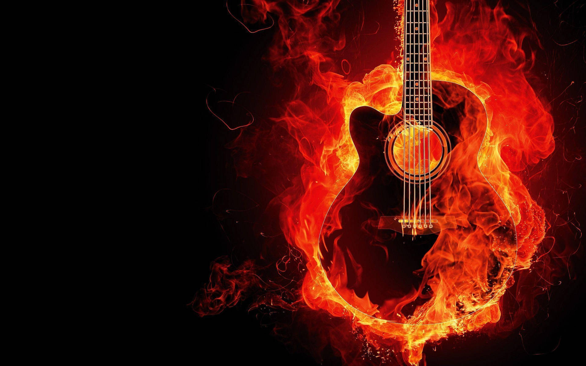 Guitar Flaming Fire Background