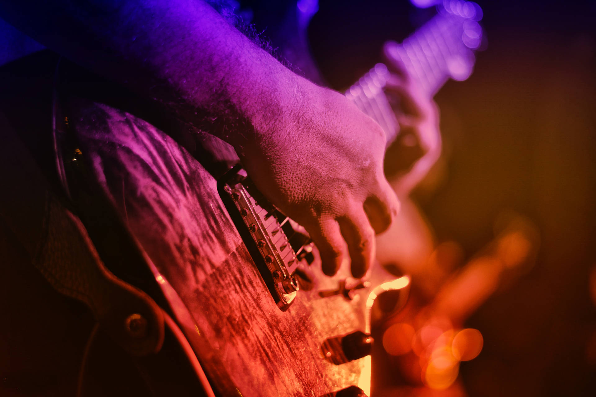 Guitar In Neon Lights Music 4k Background