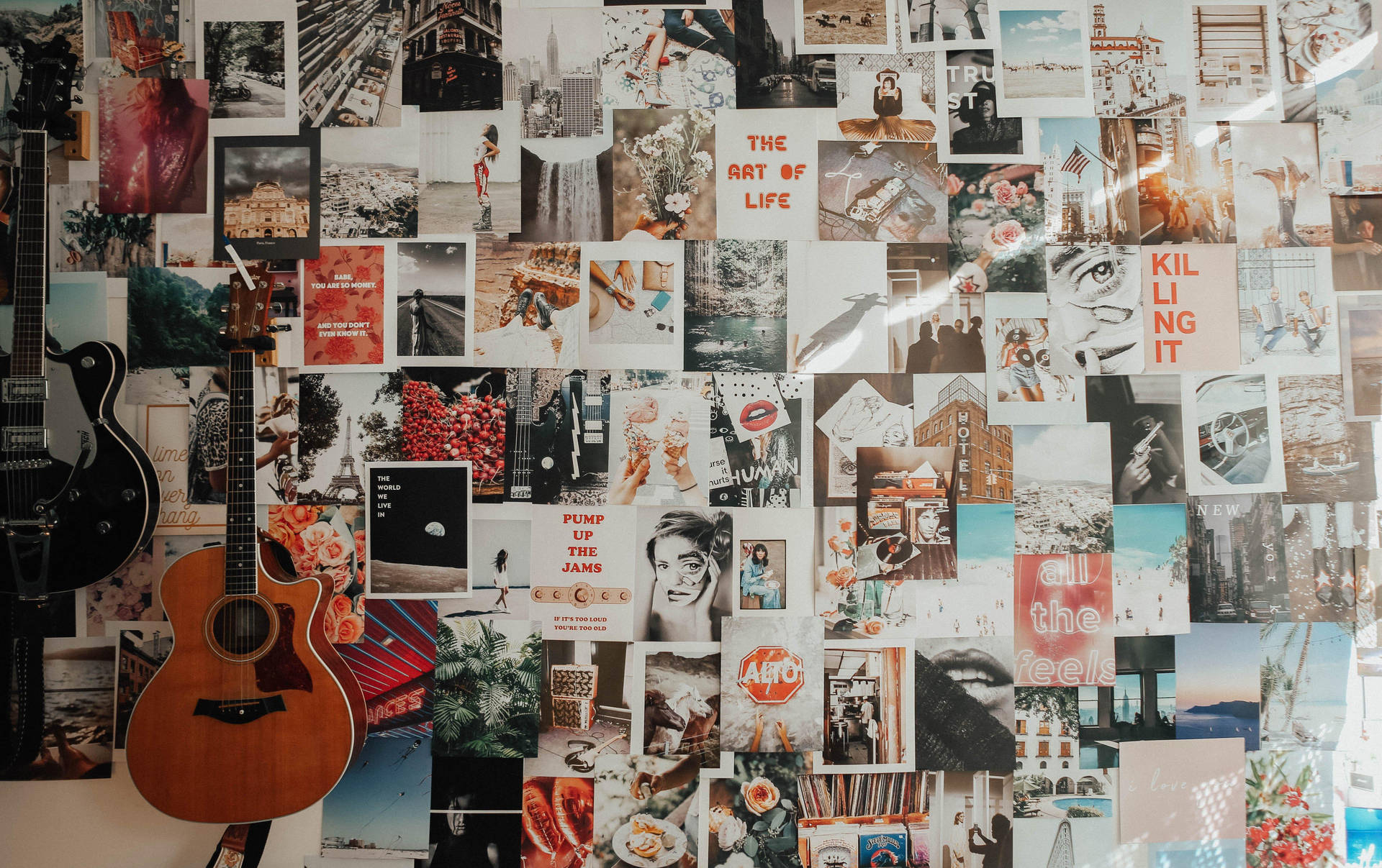 Guitar In Wall Aesthetic Collage