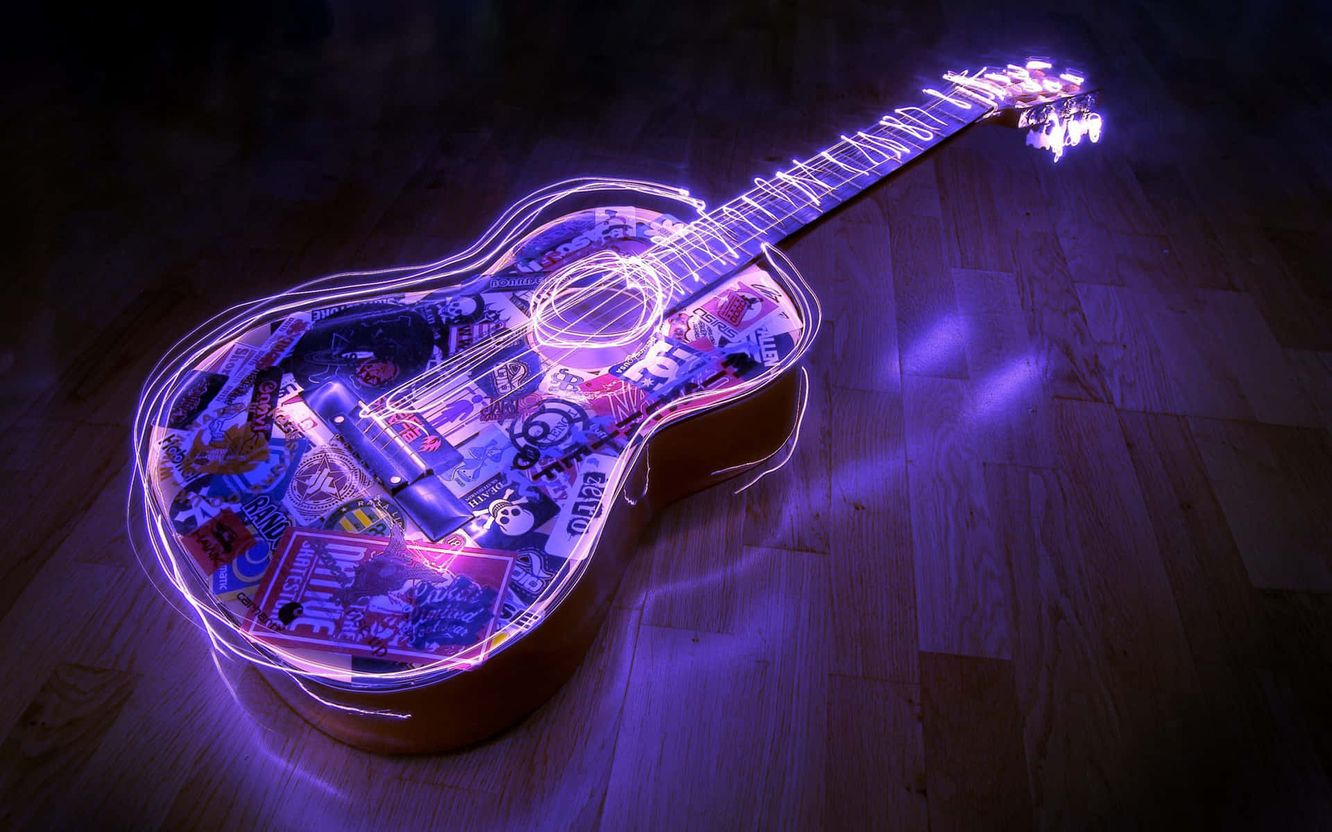 Guitar With A Very Unique Design Background