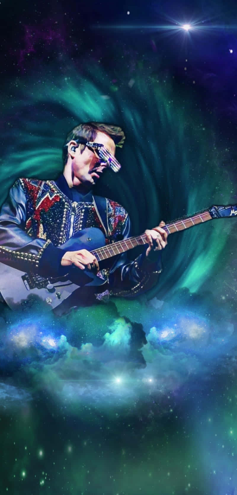 Guitaristin Cosmic Backdrop