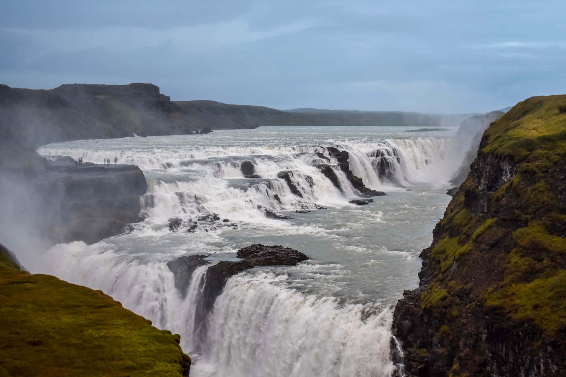 Gullfoss Waterfall In Southwest Iceland Close Up Shot Background