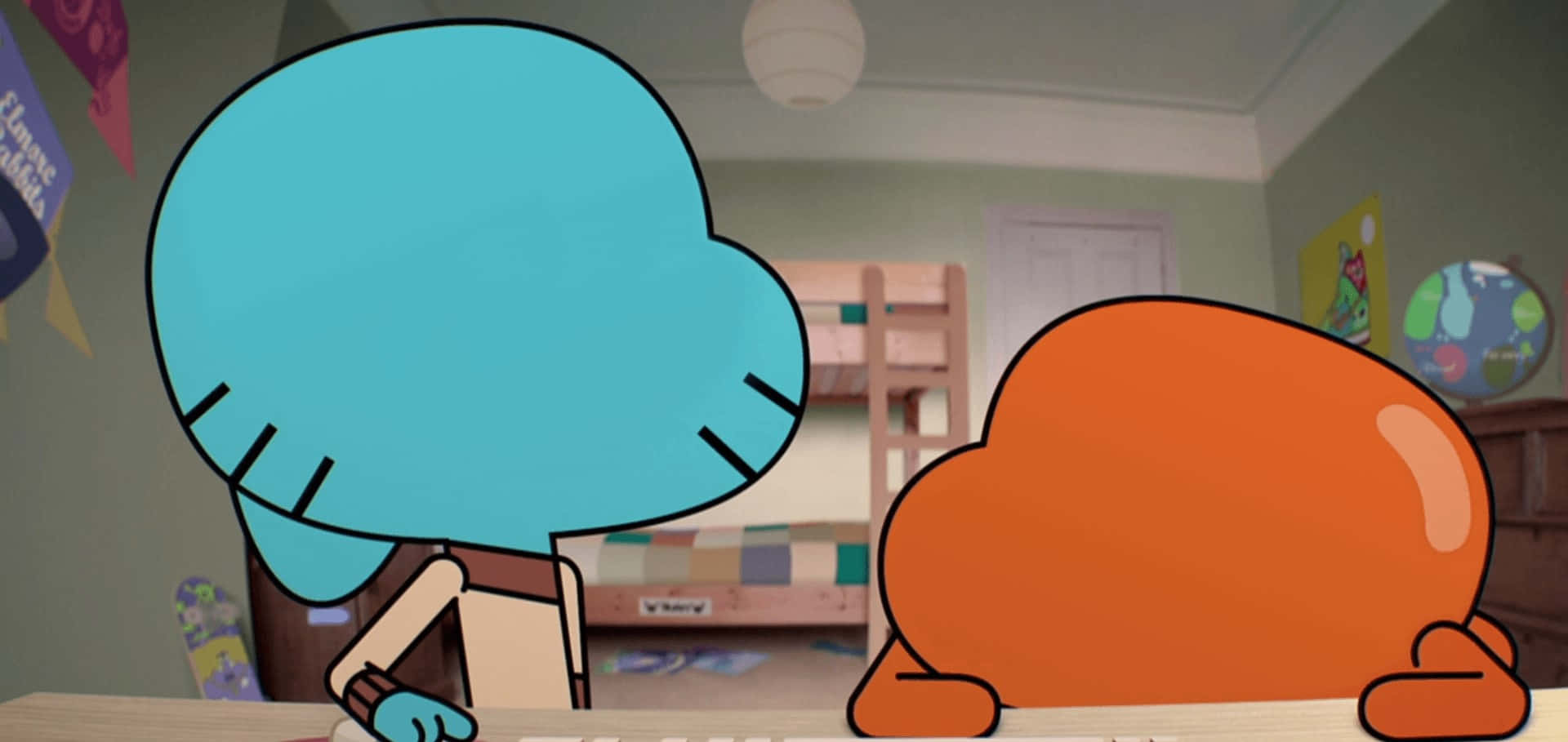Gumball And Darwin Happily Playing Together In Their Whimsical World. Background
