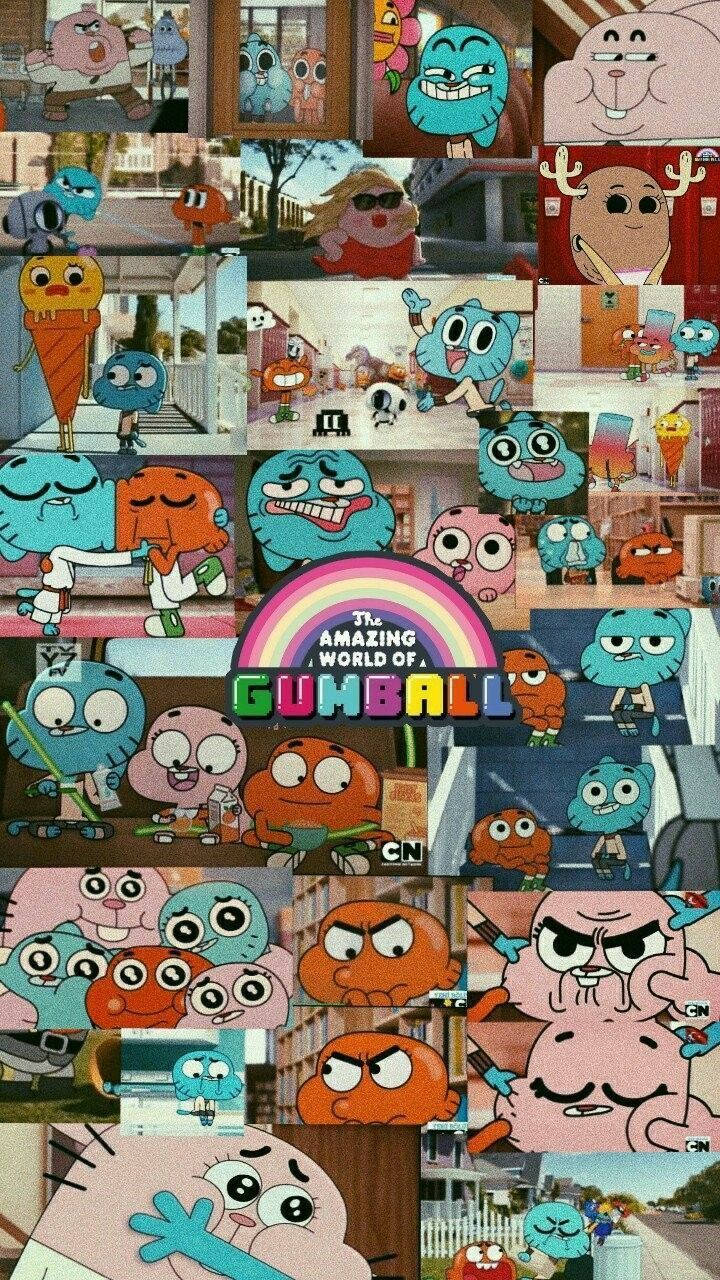 Gumball Characters Collage Aesthetic Background