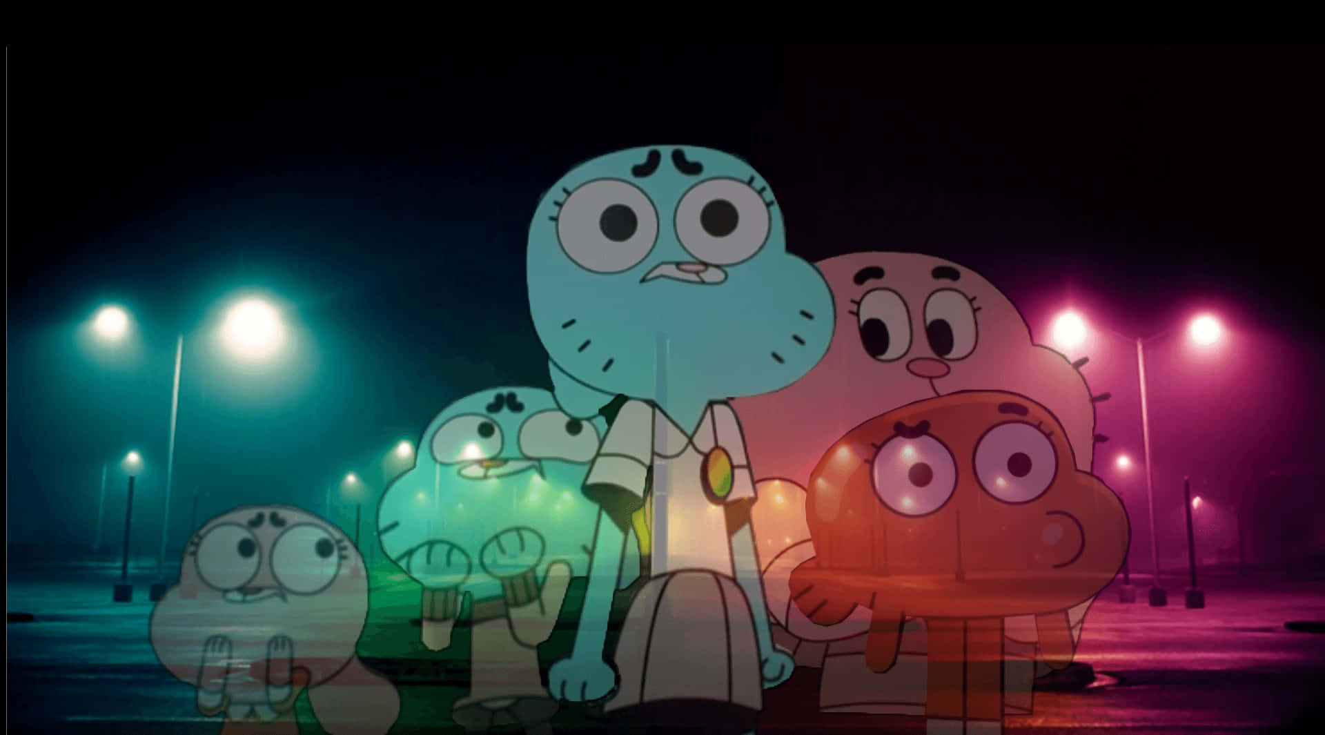 Gumball, Darwin, And Anais Enjoying A Fun Day In Elmore Background