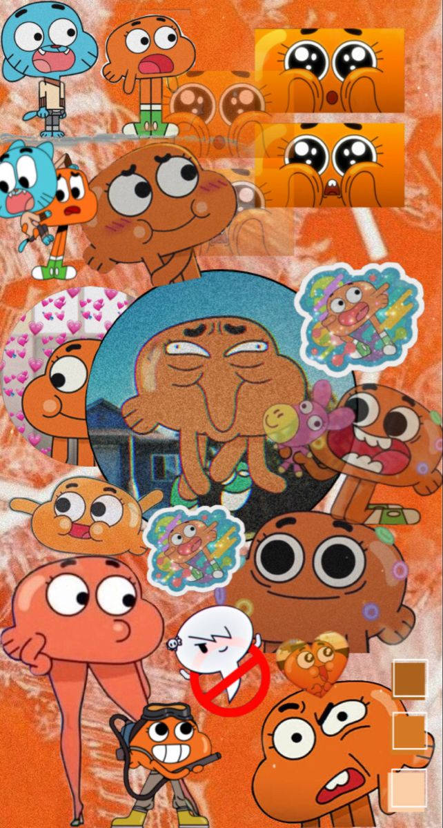 Gumball Darwin Orange Aesthetic Background