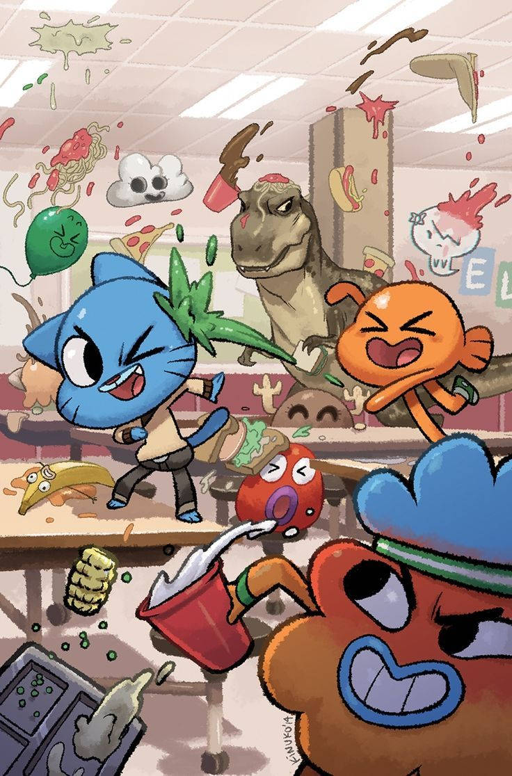 Gumball Food Fight Aesthetic Background