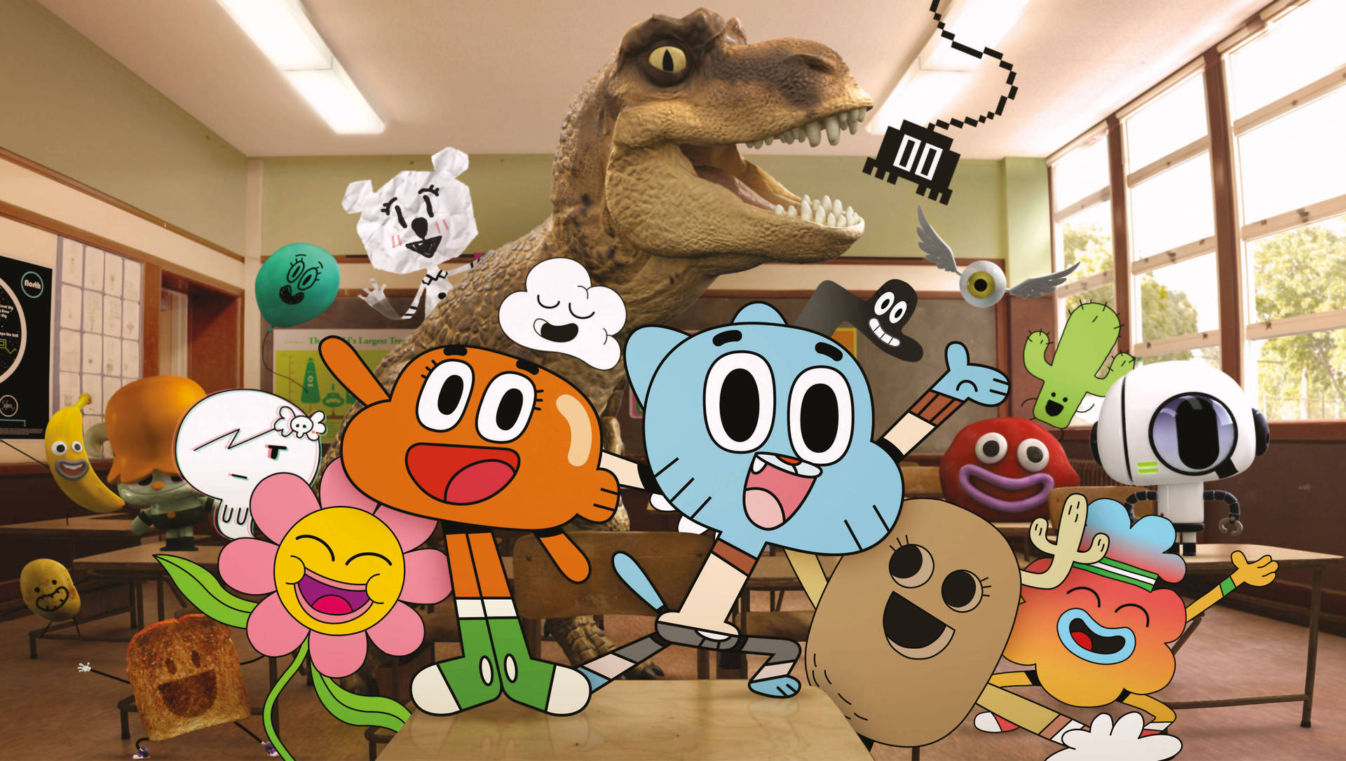 Gumball Friends In Classroom Background
