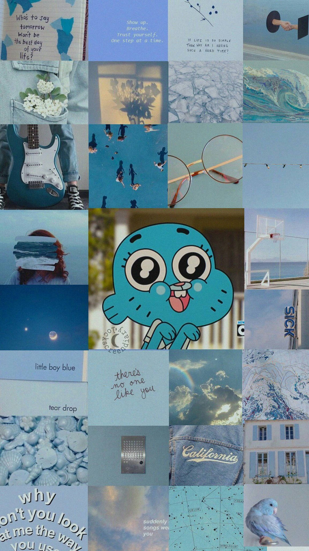 Gumball Quotes Blue Aesthetic Background