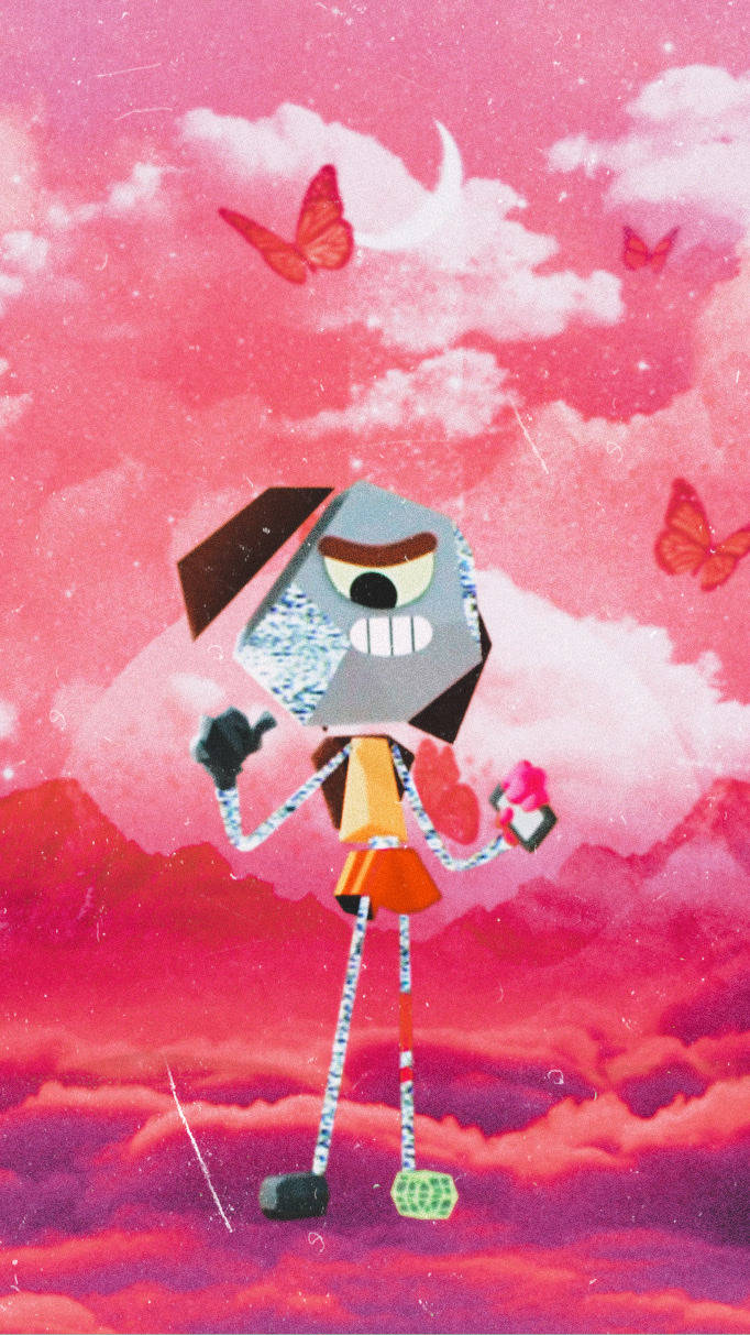 Gumball Rob Pink Aesthetic Background