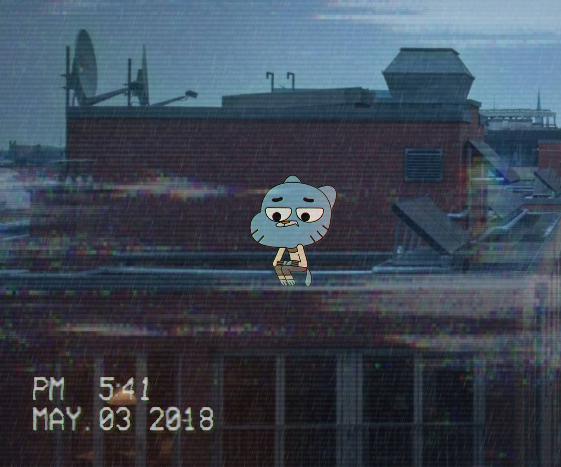 Gumball Sitting Down Aesthetic Background