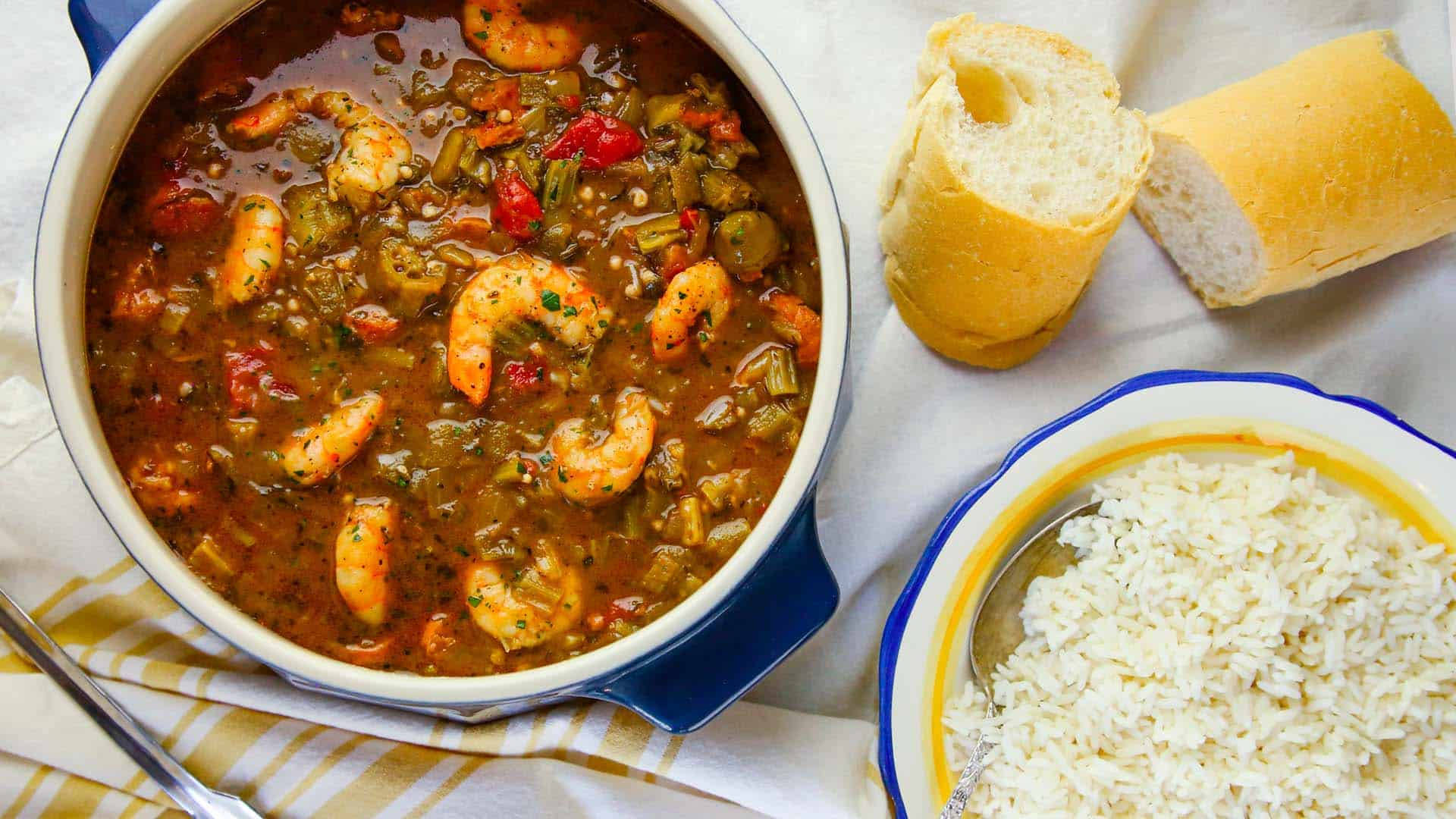 Gumbo Rice And Bread Background