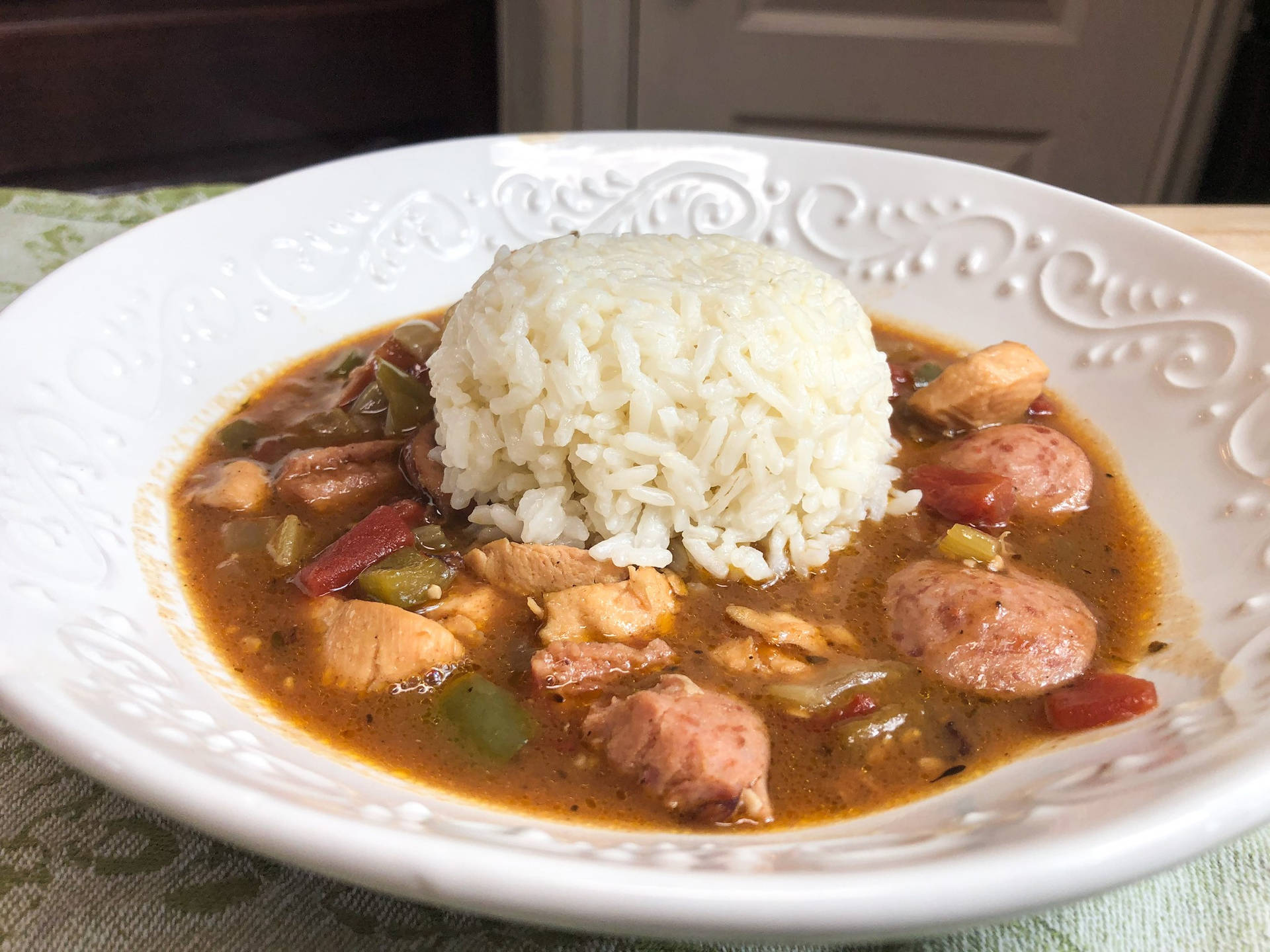 Gumbo With Rice Background