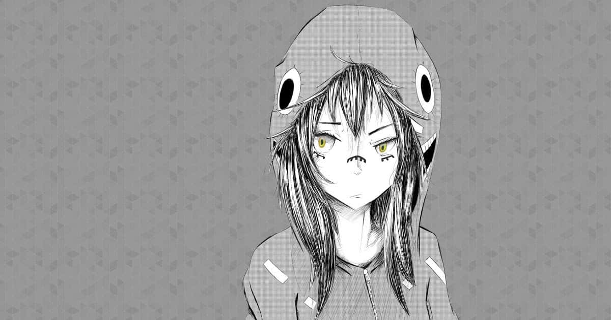 Gumi Megpoid In Black And White Anime Pfp