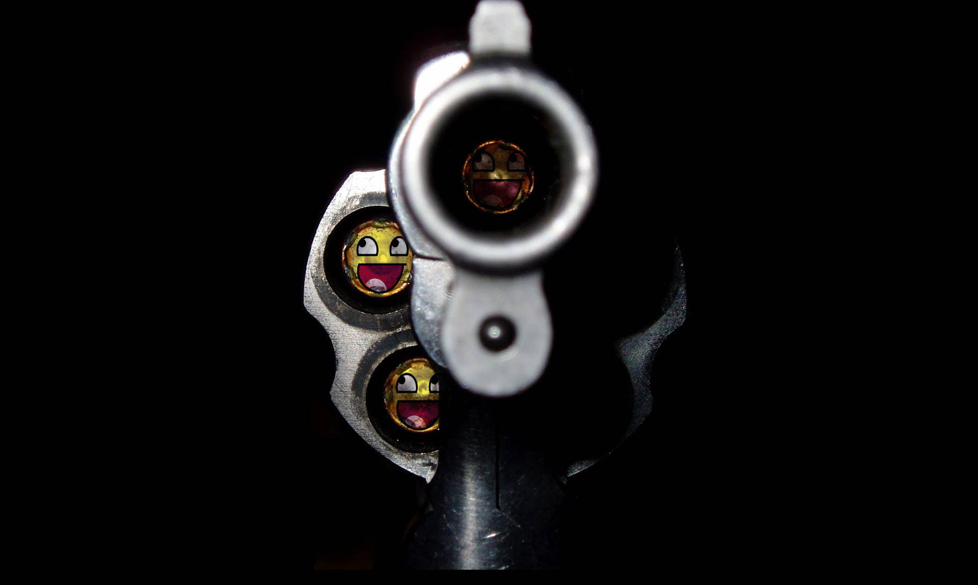 Gun With Epic Smiley Face Bullets Meme Background