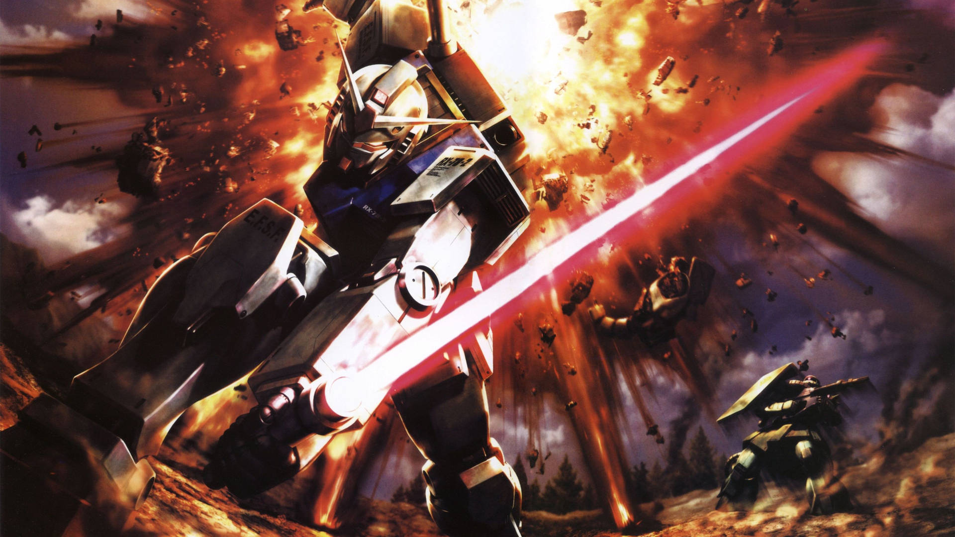 Gundam In Action Art Background