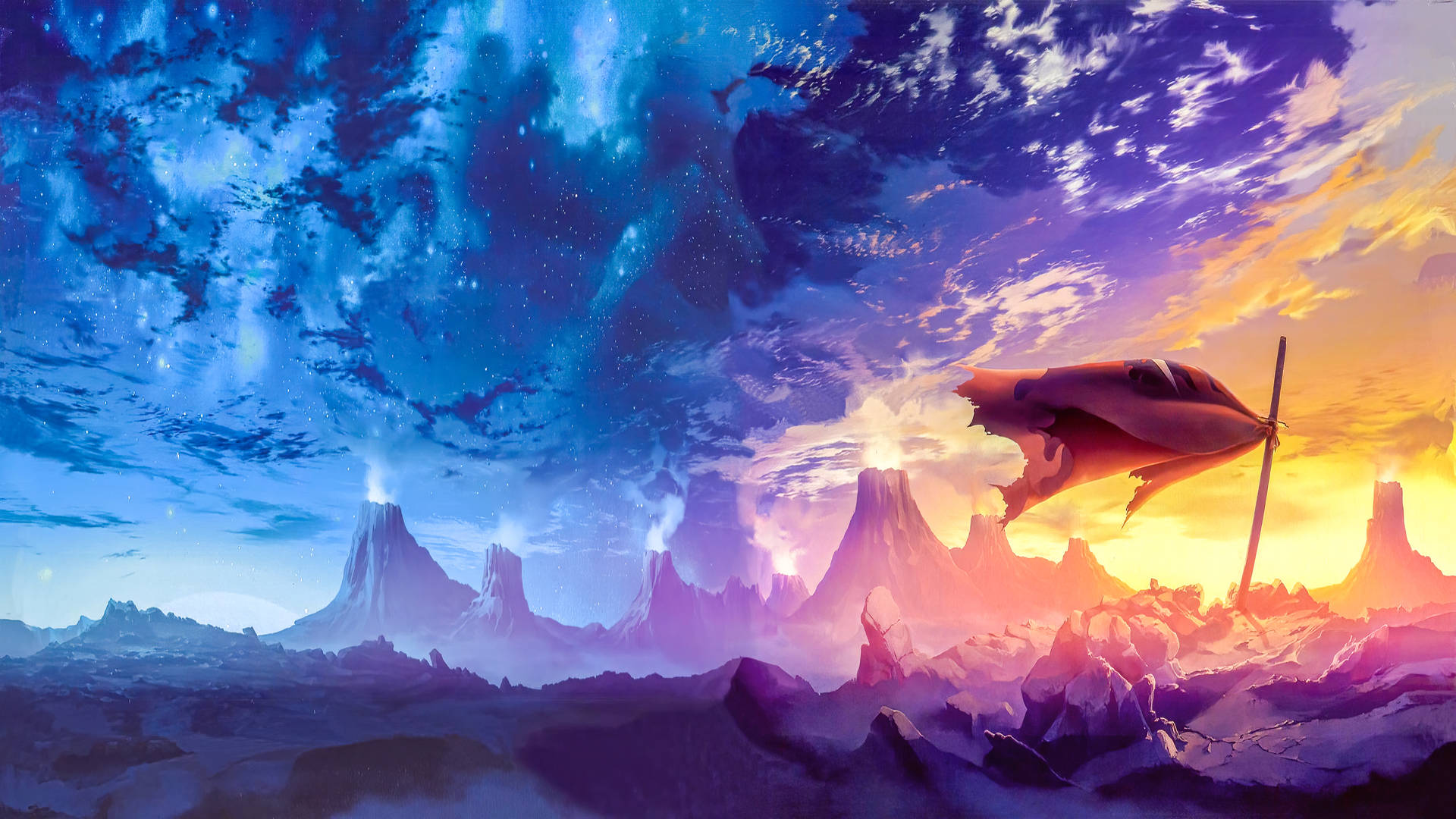 Gurren Lagann 4k Volcanoes Scenery Background