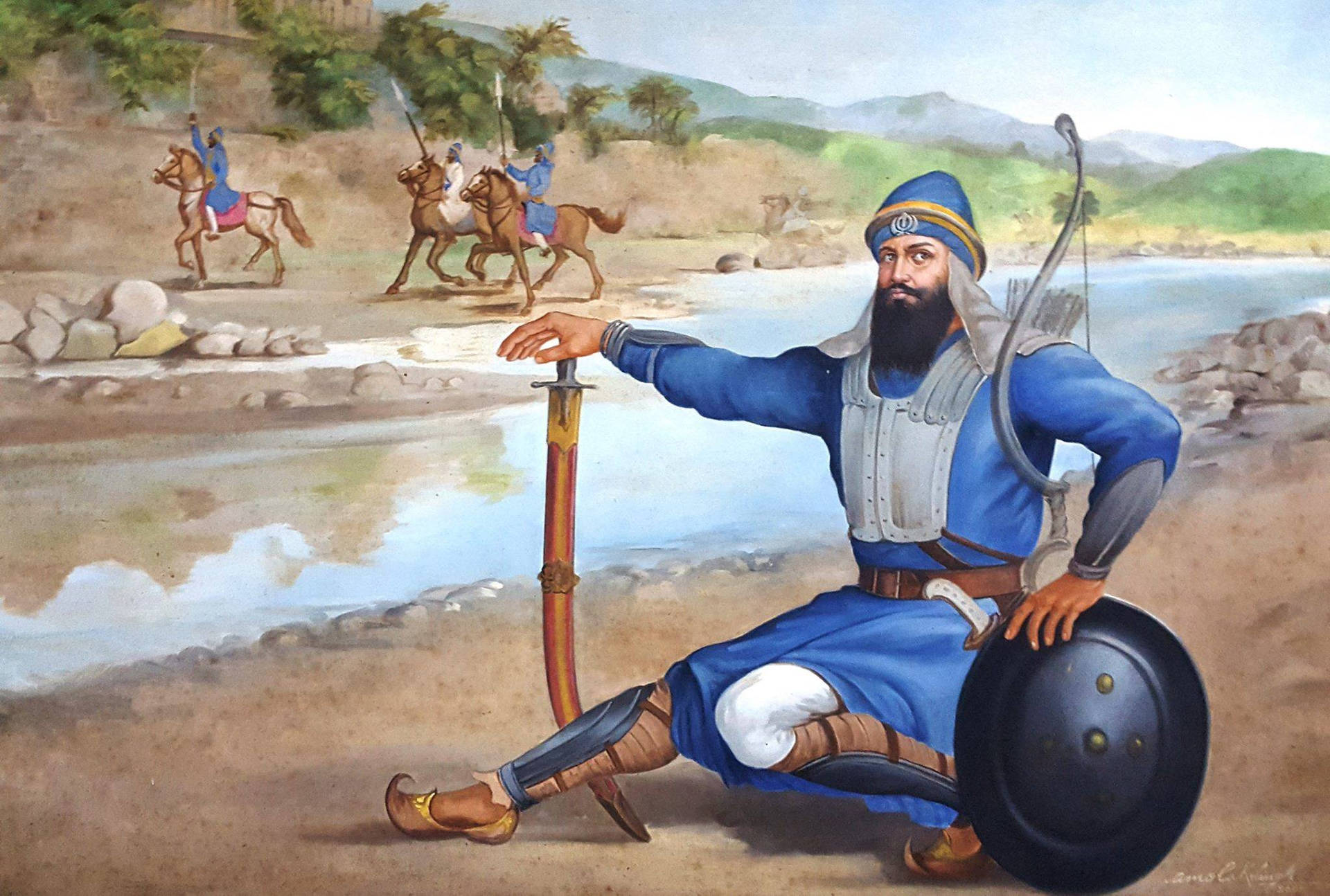 Guru Gobind Singh Ji Battle Art Background