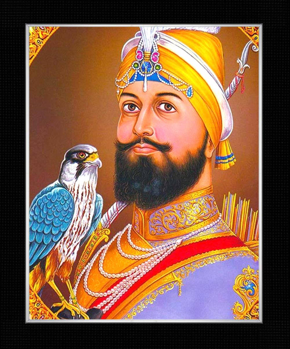 Guru Gobind Singh Ji Portrait With Falcon