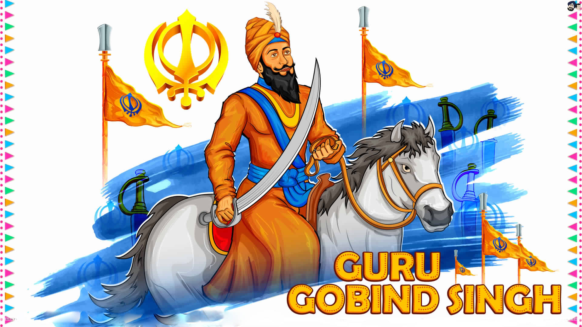 Guru Gobind Singh Ji Riding Horse Background