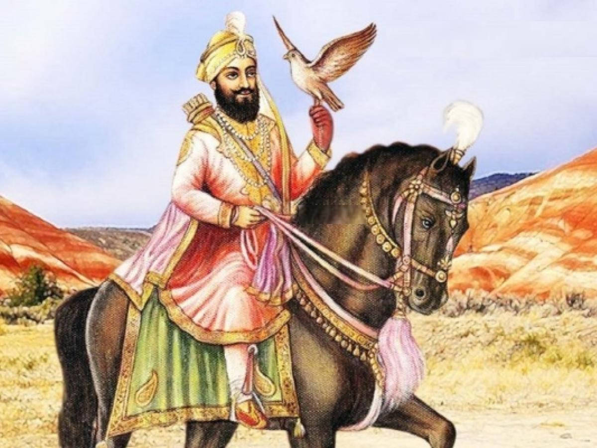Guru Gobind Singh Ji Riding Horseback Background