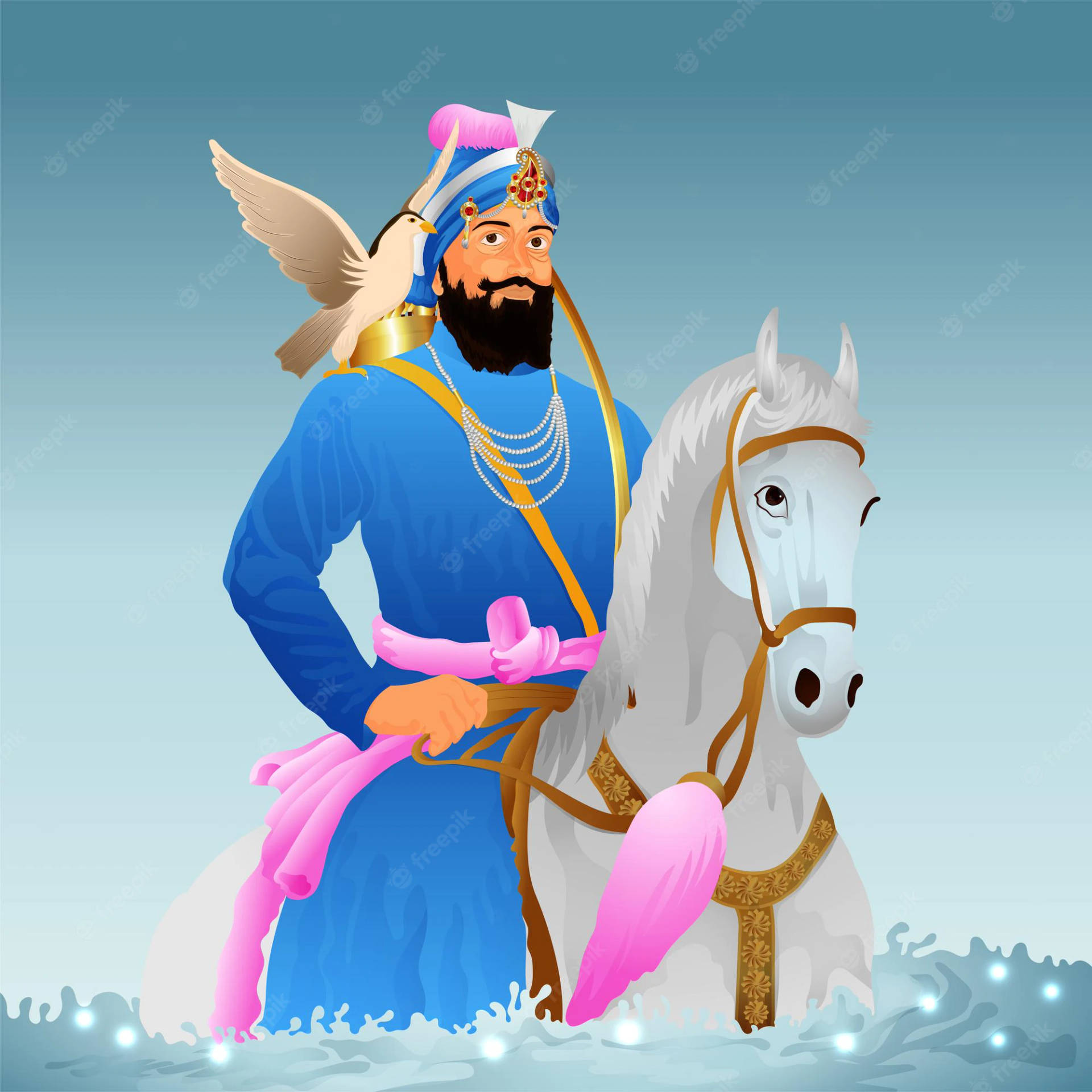 Guru Gobind Singh Ji Vector Art Background